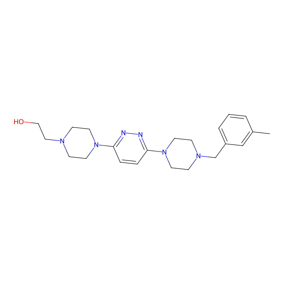 2-[4-(6-{4-[(3-Methylphenyl)methyl]piperazin-1-yl}pyridazin-3-yl)piperazin-1-yl]ethan-1-ol molecular structure, CAS 2877682-17-0