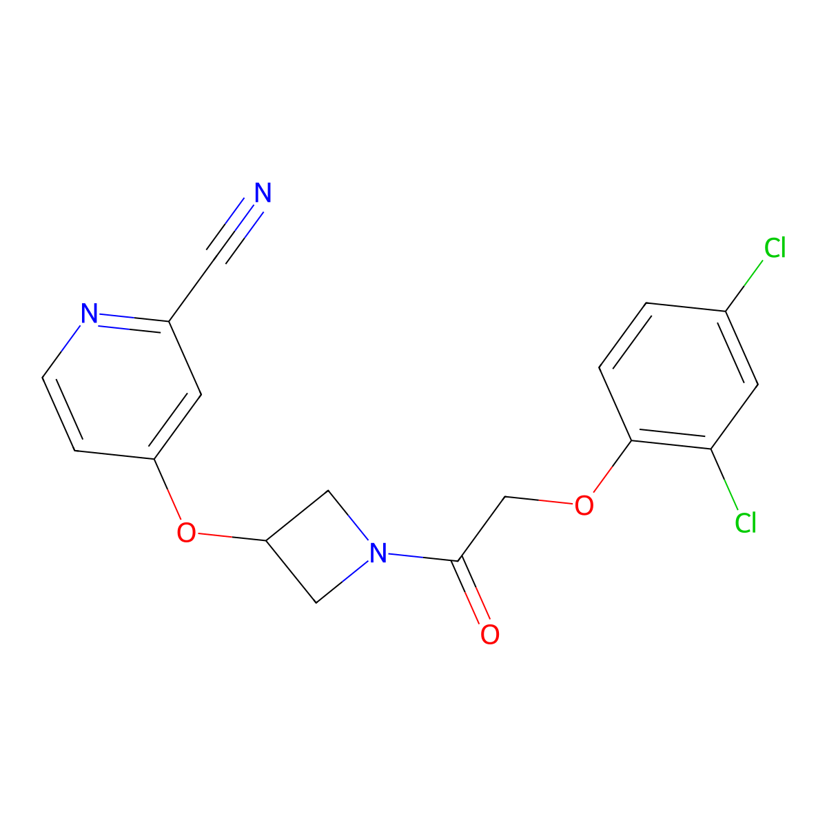 4-({1-[2-(2,4-Dichlorophenoxy)acetyl]azetidin-3-yl}oxy)pyridine-2-carbonitrile molecular structure, CAS 2877682-20-5