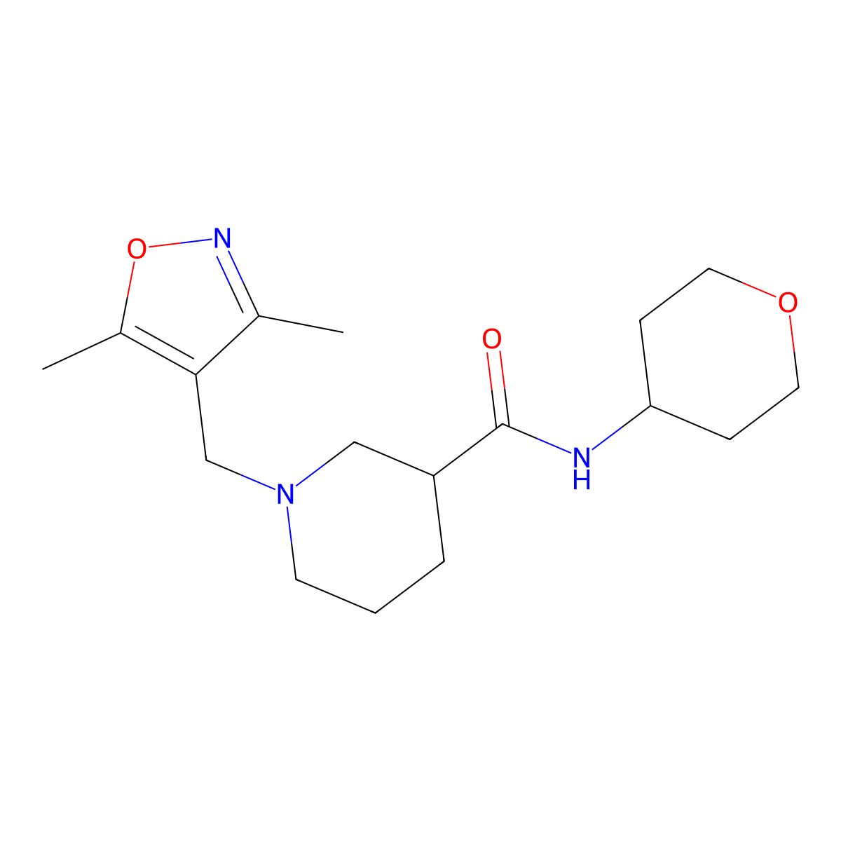 1-[(3,5-dimethyl-1,2-oxazol-4-yl)methyl]-N-(oxan-4-yl)piperidine-3-carboxamide molecular structure, CAS 2877682-31-8