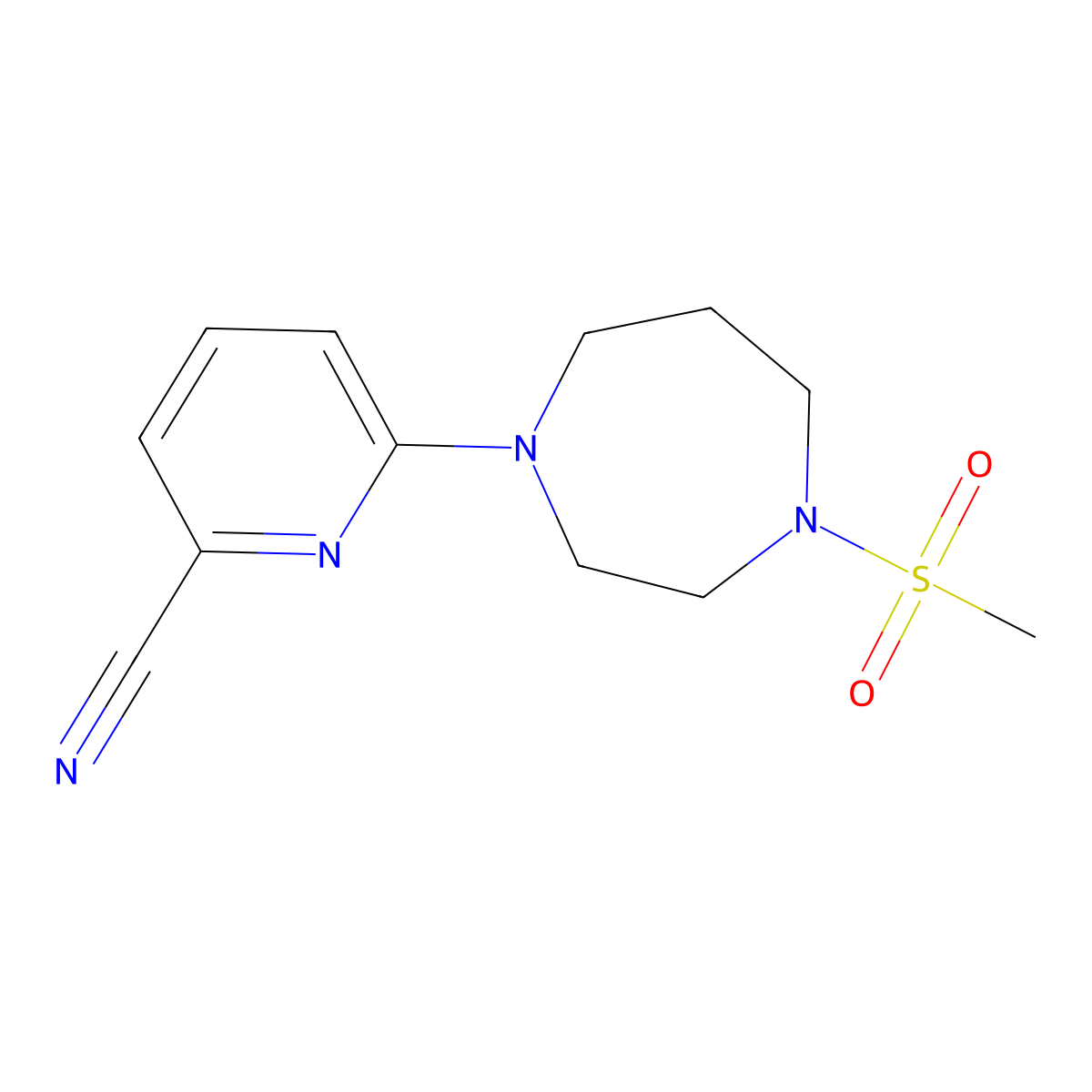 6-(4-Methanesulfonyl-1,4-diazepan-1-yl)pyridine-2-carbonitrile molecular structure, CAS 2877682-35-2