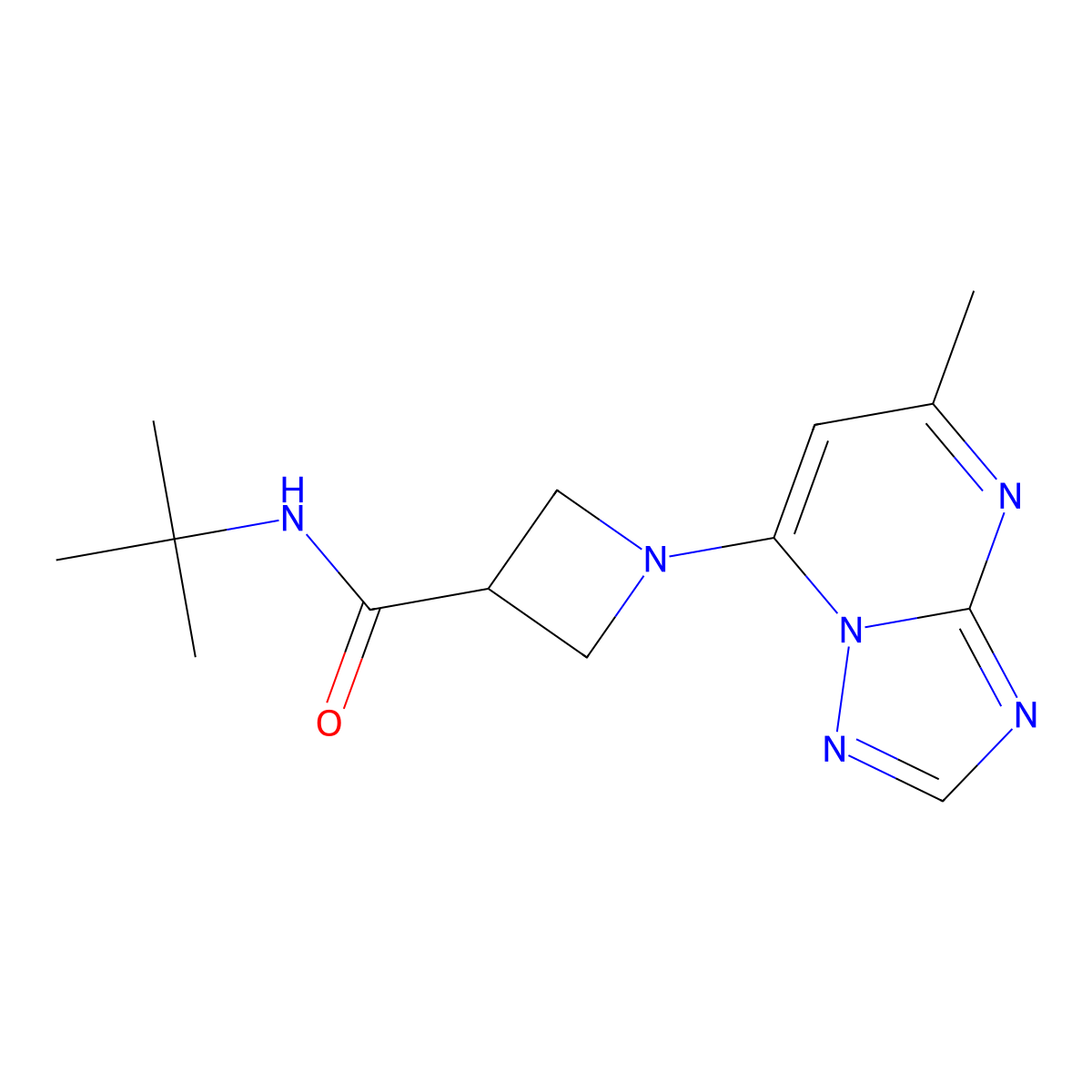 N-tert-butyl-1-{5-methyl-[1,2,4]triazolo[1,5-a]pyrimidin-7-yl}azetidine-3-carboxamide molecular structure, CAS 2877682-39-6