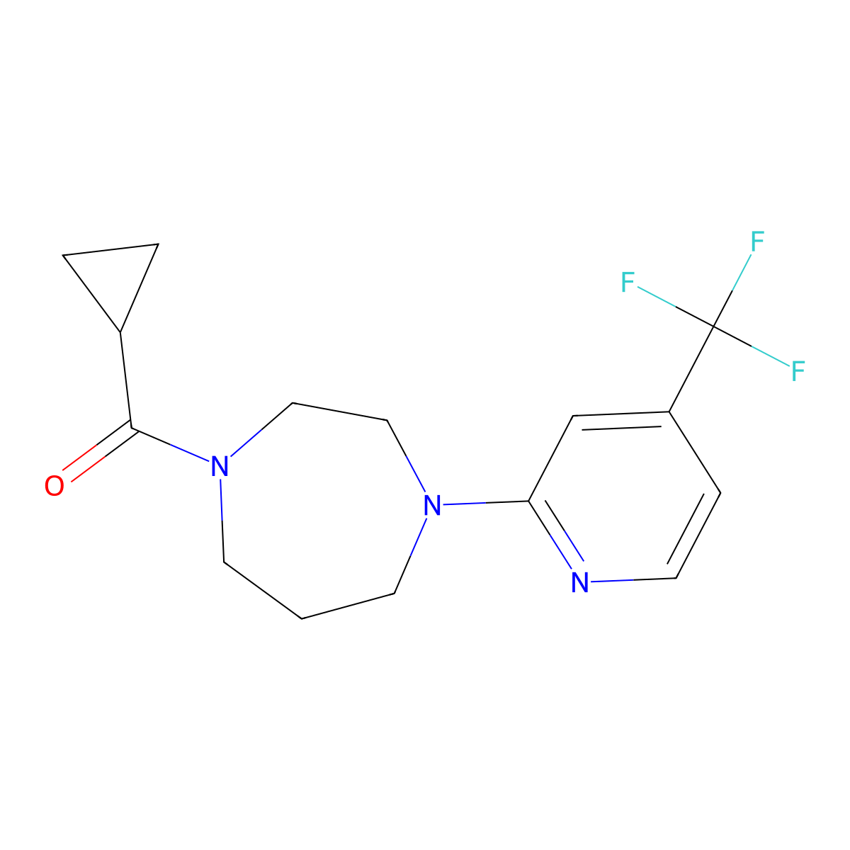 1-Cyclopropanecarbonyl-4-[4-(trifluoromethyl)pyridin-2-yl]-1,4-diazepane molecular structure, CAS 2877682-40-9