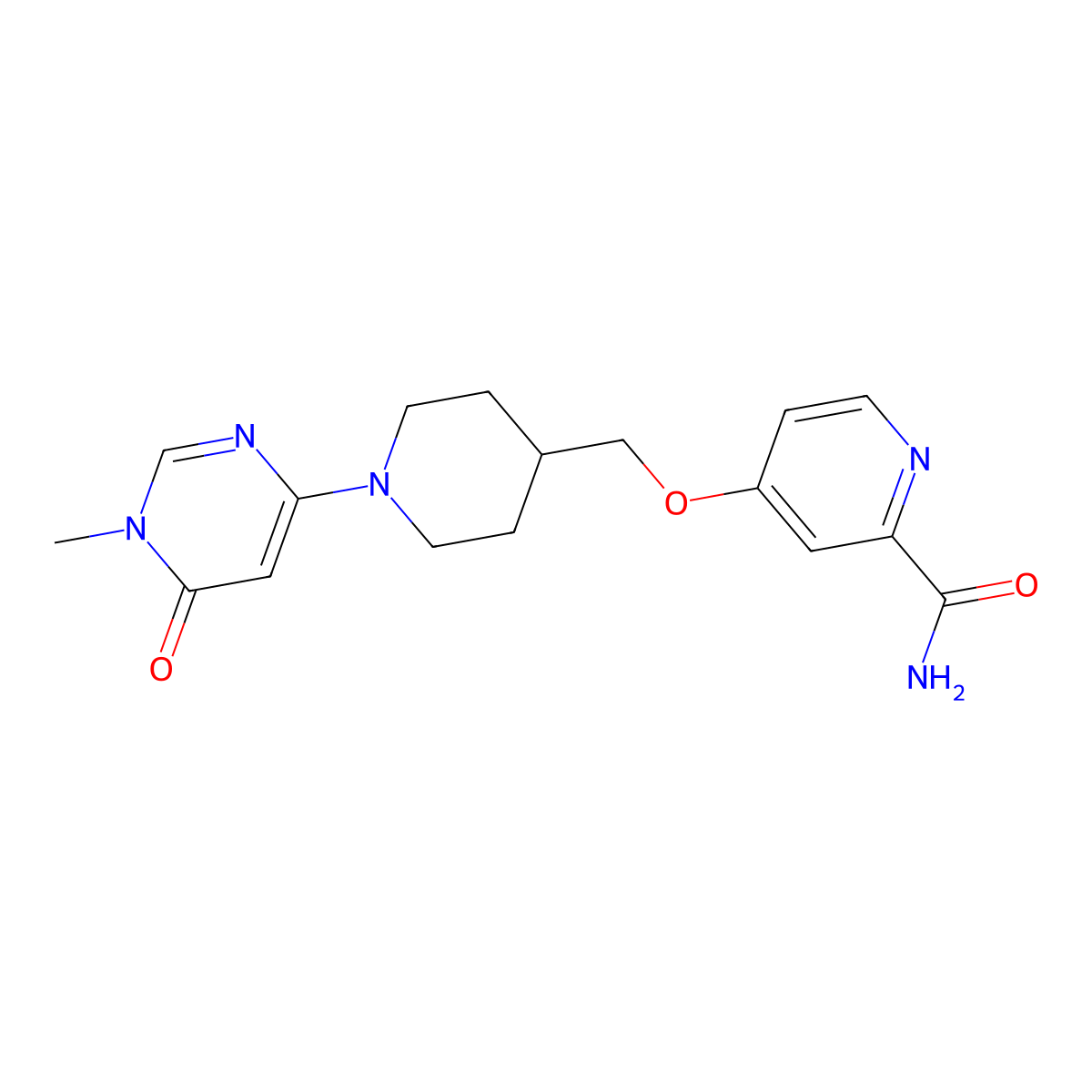 4-{[1-(1-Methyl-6-oxo-1,6-dihydropyrimidin-4-yl)piperidin-4-yl]methoxy}pyridine-2-carboxamide molecular structure, CAS 2877685-05-5