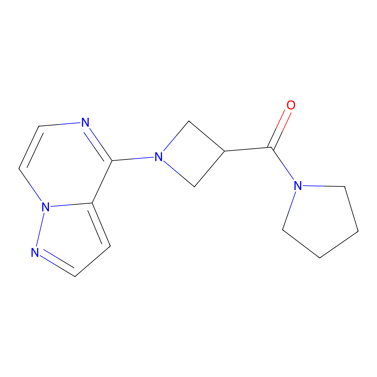 1-(1-{Pyrazolo[1,5-a]pyrazin-4-yl}azetidine-3-carbonyl)pyrrolidine molecular structure, CAS 2877685-12-4