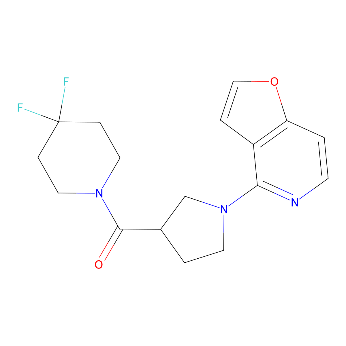 4,4-Difluoro-1-(1-{furo[3,2-c]pyridin-4-yl}pyrrolidine-3-carbonyl)piperidine molecular structure, CAS 2877685-15-7