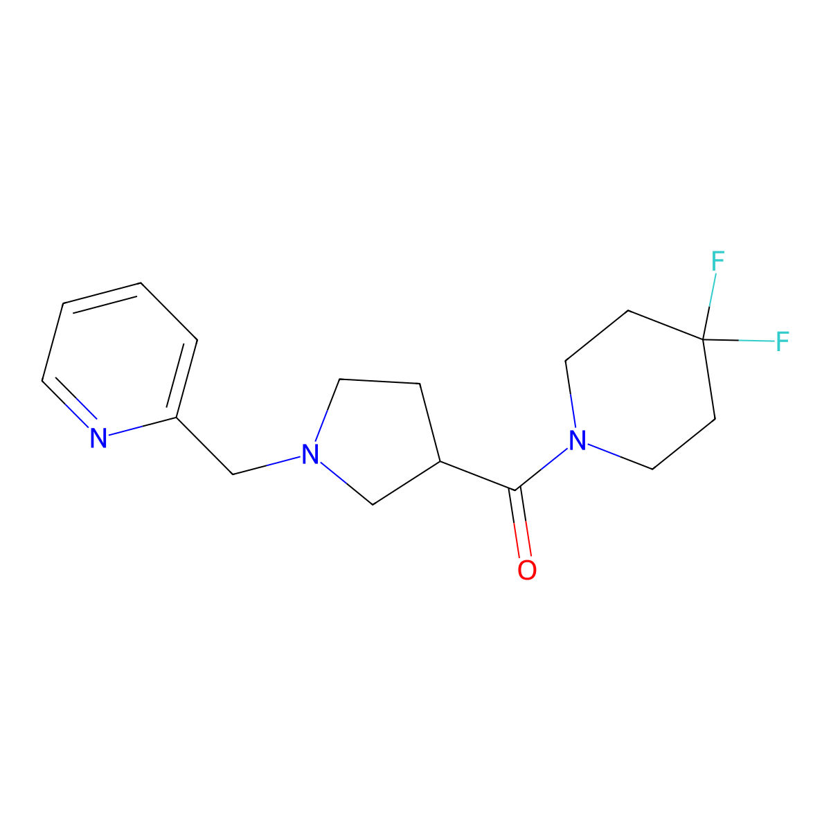 2-{[3-(4,4-Difluoropiperidine-1-carbonyl)pyrrolidin-1-yl]methyl}pyridine molecular structure, CAS 2877685-25-9