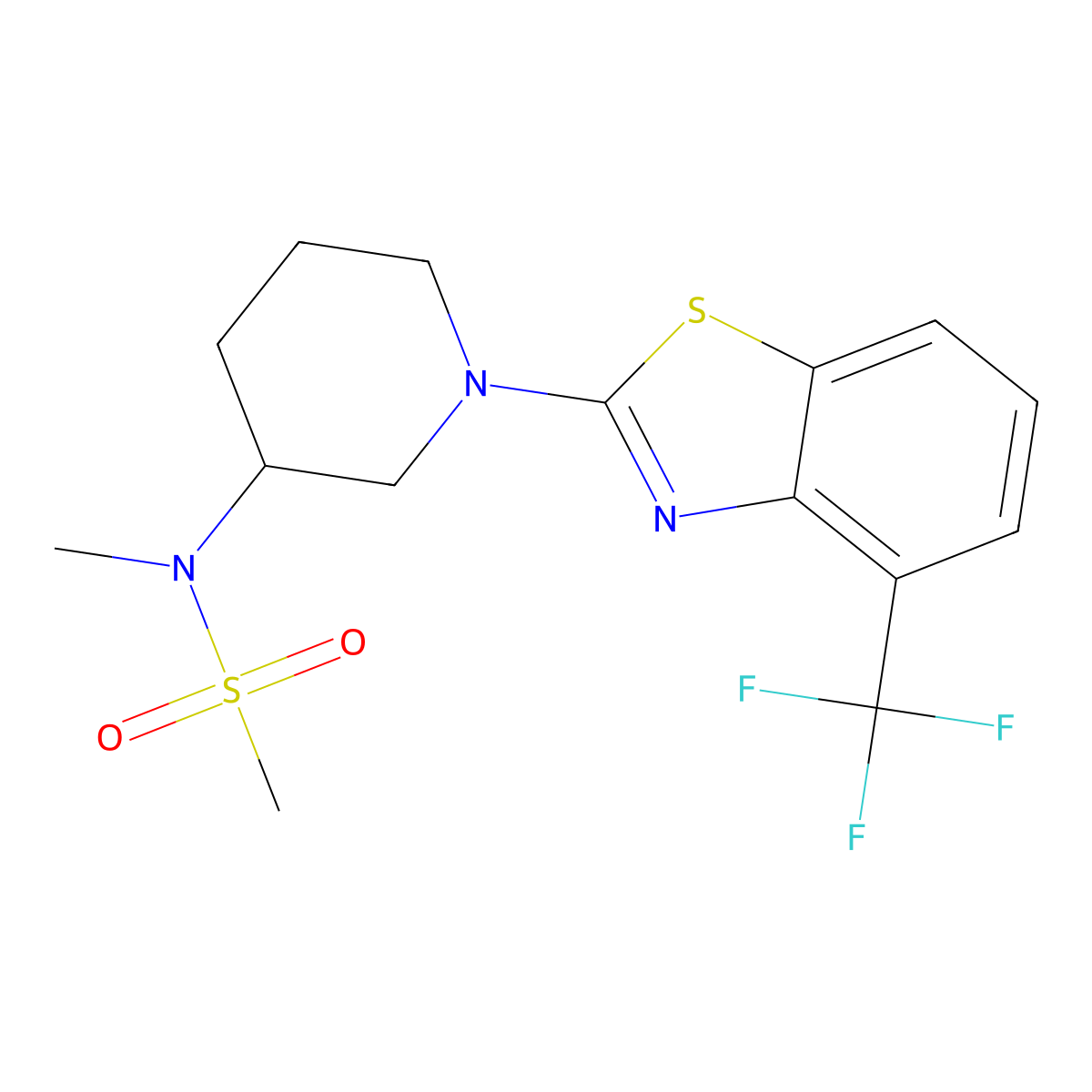 N-methyl-N-{1-[4-(trifluoromethyl)-1,3-benzothiazol-2-yl]piperidin-3-yl}methanesulfonamide molecular structure, CAS 2877685-30-6