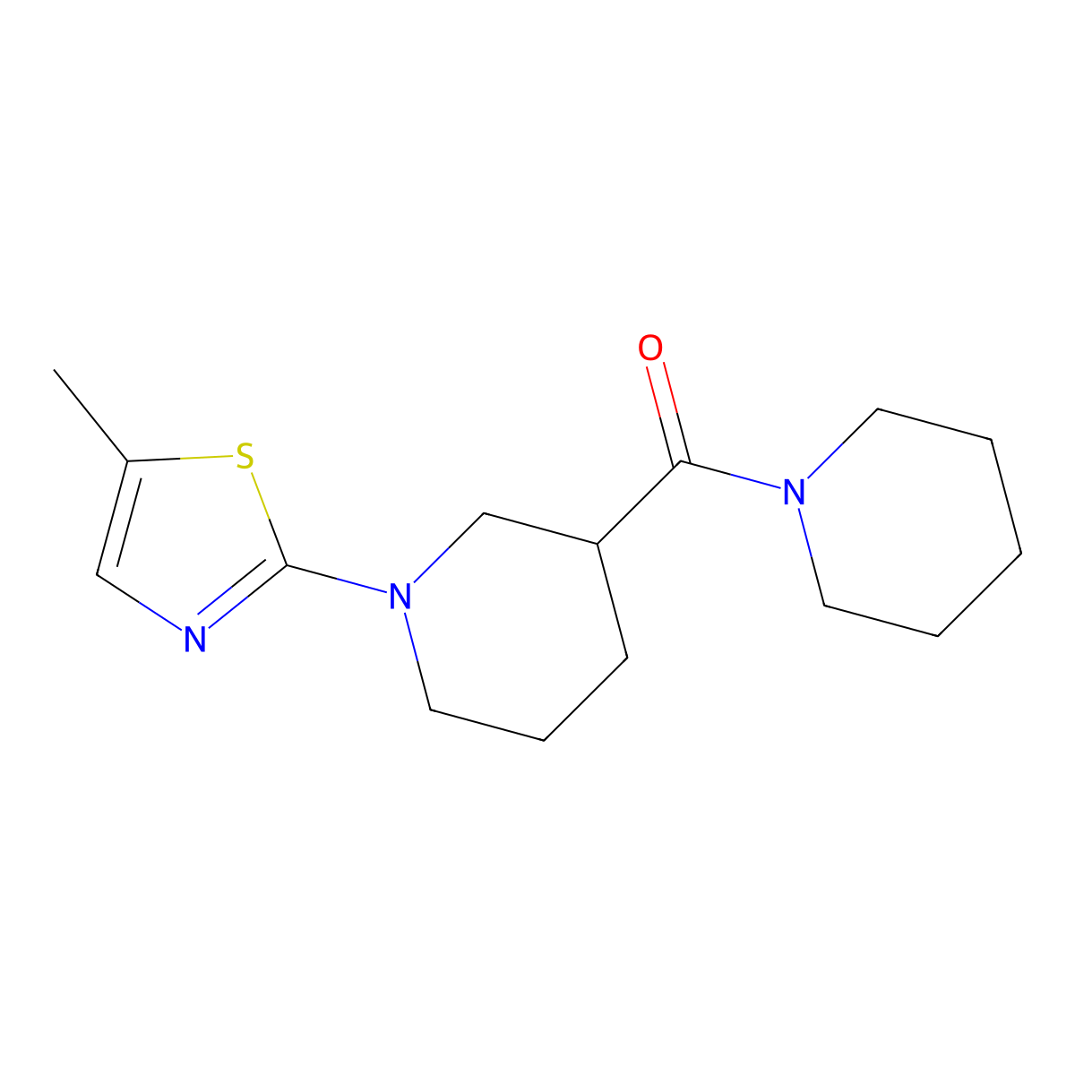 1-(5-Methyl-1,3-thiazol-2-yl)-3-(piperidine-1-carbonyl)piperidine molecular structure, CAS 2877685-31-7