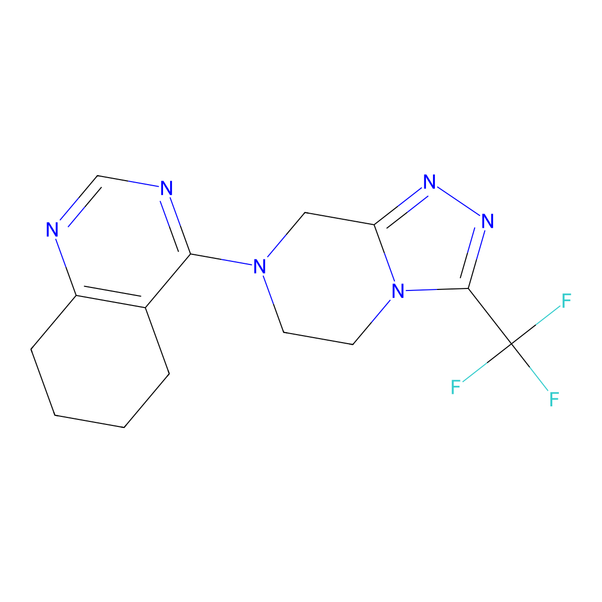 4-[3-(trifluoromethyl)-5H,6H,7H,8H-[1,2,4]triazolo[4,3-a]pyrazin-7-yl]-5,6,7,8-tetrahydroquinazoline molecular structure, CAS 2877685-38-4