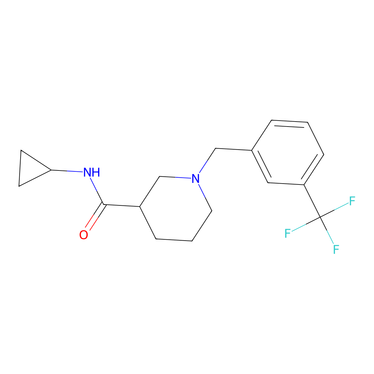 N-cyclopropyl-1-{[3-(trifluoromethyl)phenyl]methyl}piperidine-3-carboxamide molecular structure, CAS 2877685-43-1