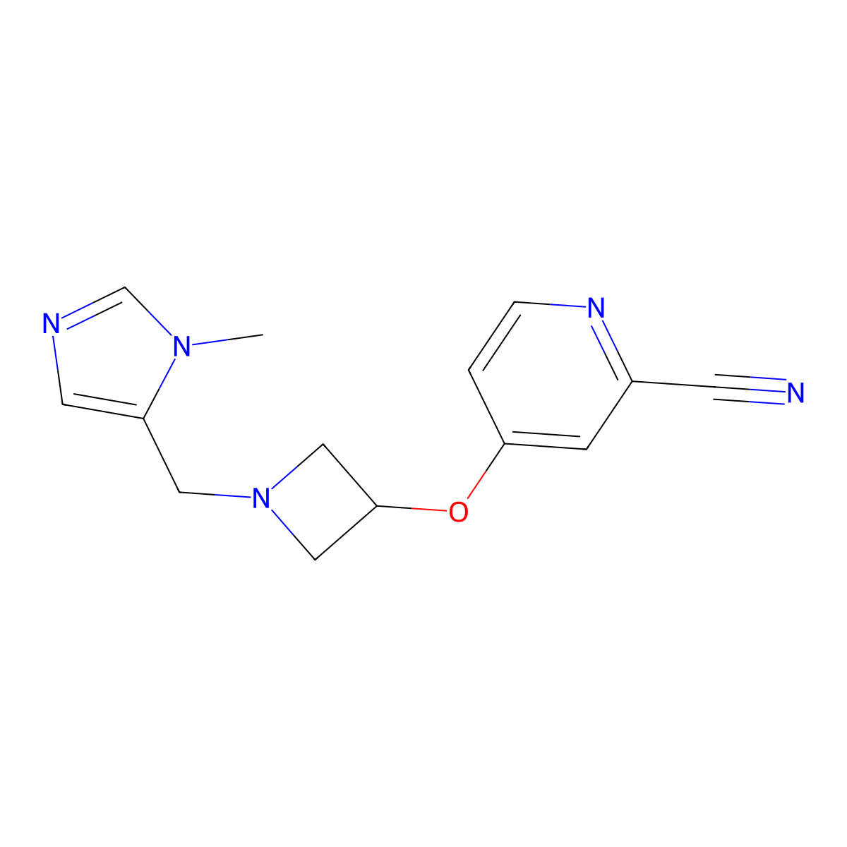 4-({1-[(1-methyl-1H-imidazol-5-yl)methyl]azetidin-3-yl}oxy)pyridine-2-carbonitrile molecular structure, CAS 2877685-44-2