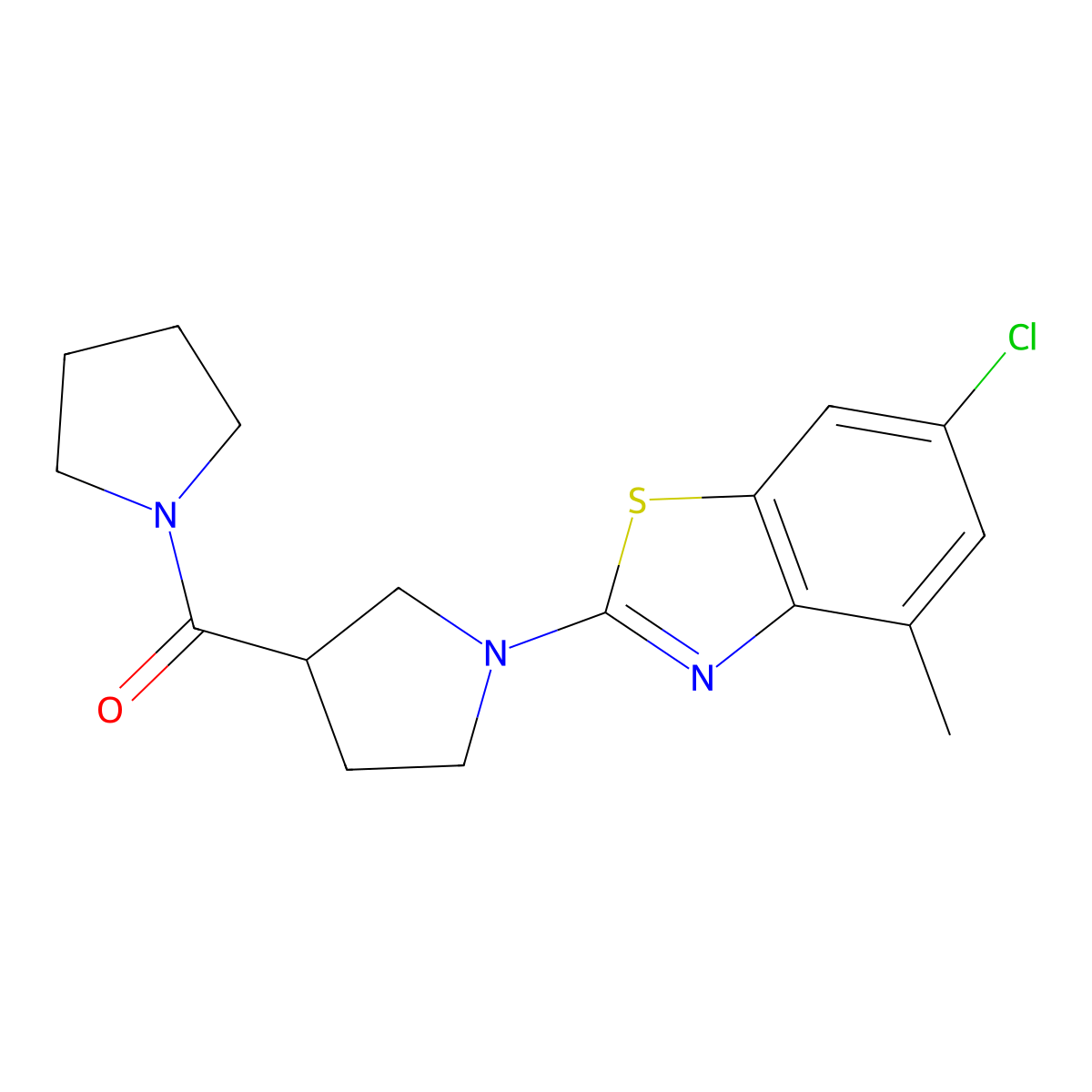 6-Chloro-4-methyl-2-[3-(pyrrolidine-1-carbonyl)pyrrolidin-1-yl]-1,3-benzothiazole molecular structure, CAS 2877685-53-3
