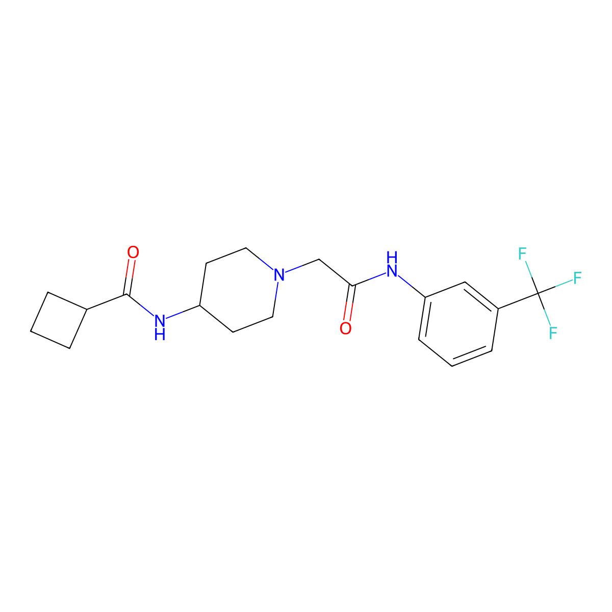 N-[1-({[3-(trifluoromethyl)phenyl]carbamoyl}methyl)piperidin-4-yl]cyclobutanecarboxamide molecular structure, CAS 2877685-54-4