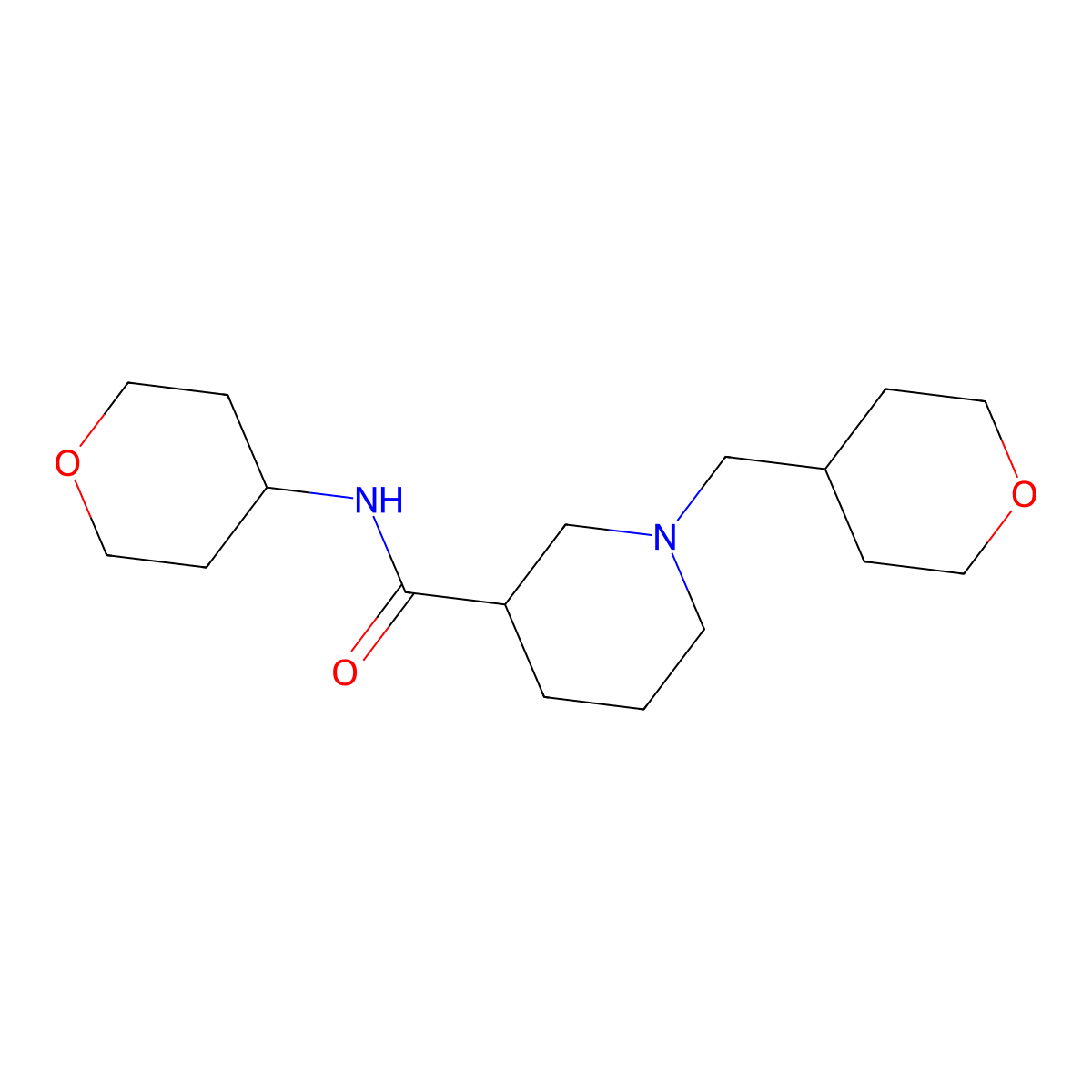 N-(oxan-4-yl)-1-[(oxan-4-yl)methyl]piperidine-3-carboxamide molecular structure, CAS 2877685-55-5