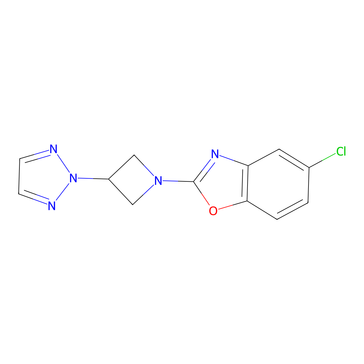 5-chloro-2-[3-(2H-1,2,3-triazol-2-yl)azetidin-1-yl]-1,3-benzoxazole molecular structure, CAS 2877685-58-8