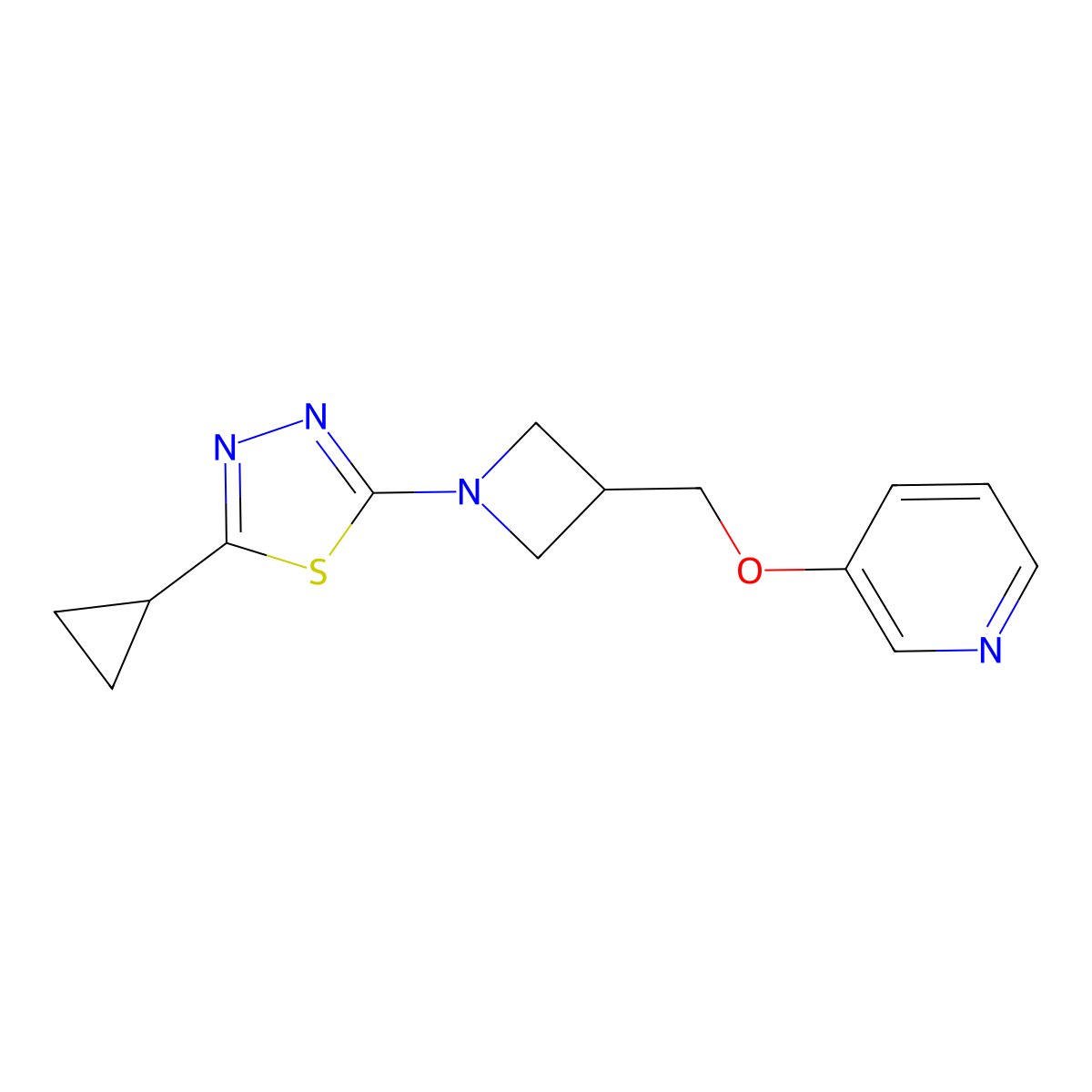 3-{[1-(5-Cyclopropyl-1,3,4-thiadiazol-2-yl)azetidin-3-yl]methoxy}pyridine molecular structure, CAS 2877685-63-5