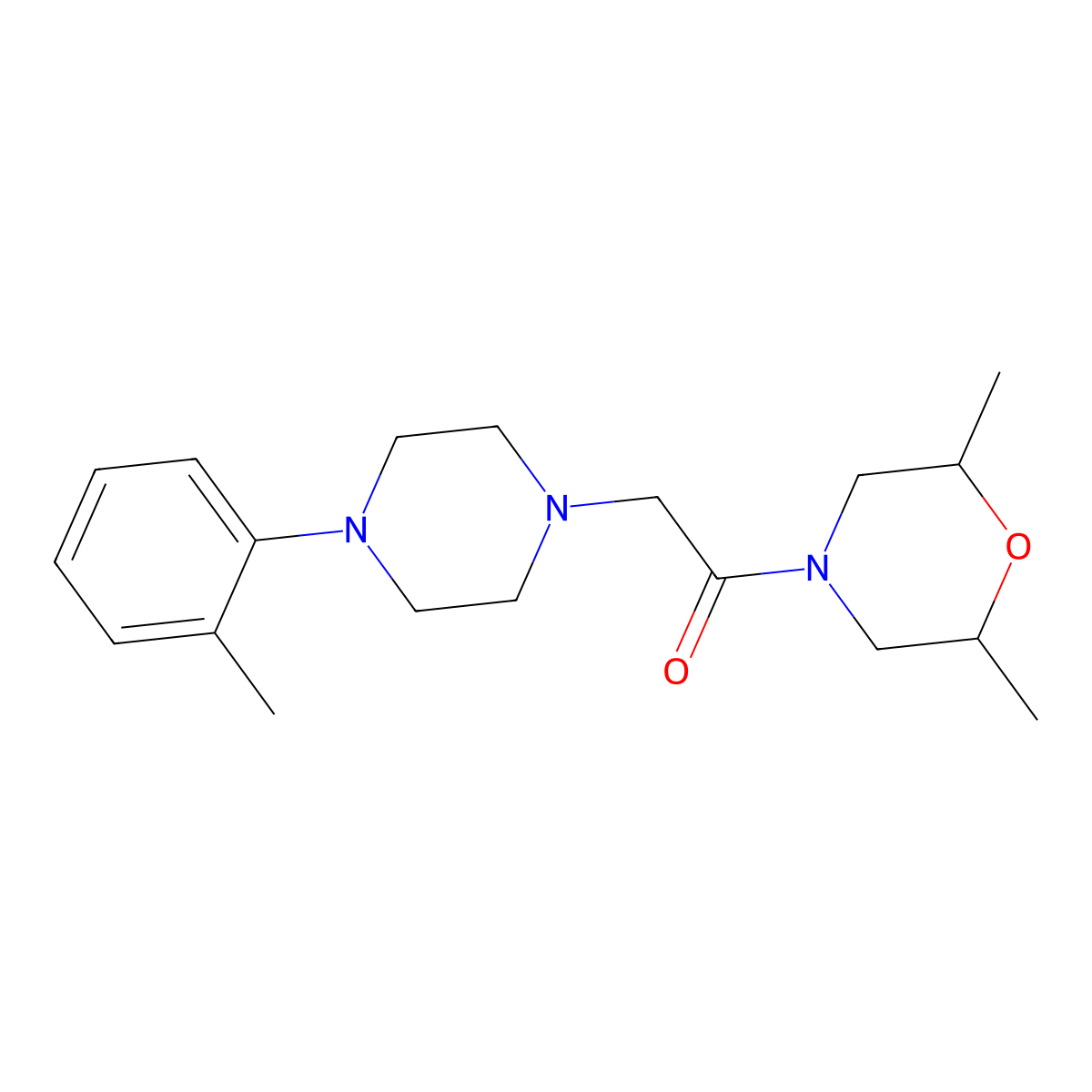 1-(2,6-Dimethylmorpholin-4-yl)-2-[4-(2-methylphenyl)piperazin-1-yl]ethan-1-one molecular structure, CAS 2877685-65-7