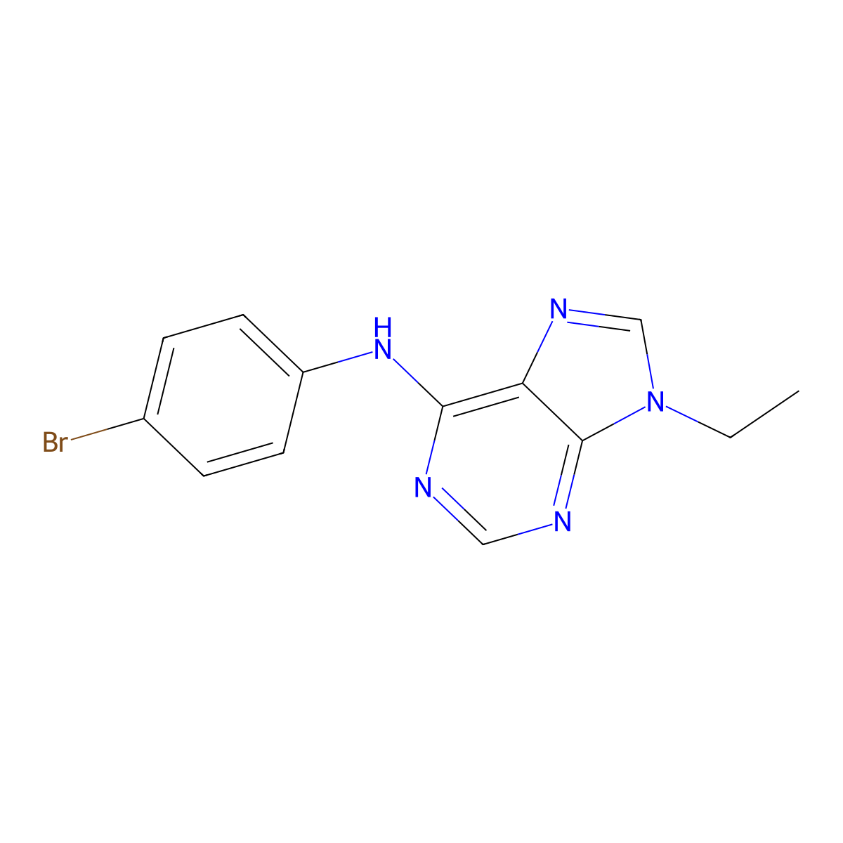 N-(4-bromophenyl)-9-ethyl-9H-purin-6-amine molecular structure, CAS 2877685-70-4