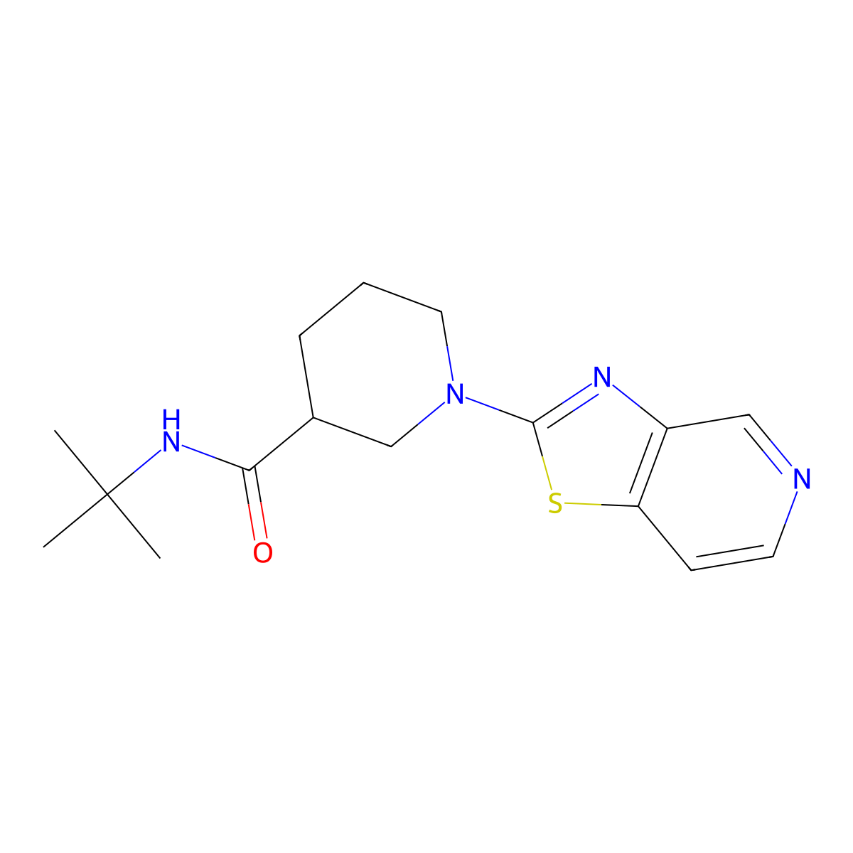 N-tert-butyl-1-{[1,3]thiazolo[4,5-c]pyridin-2-yl}piperidine-3-carboxamide molecular structure, CAS 2877685-75-9