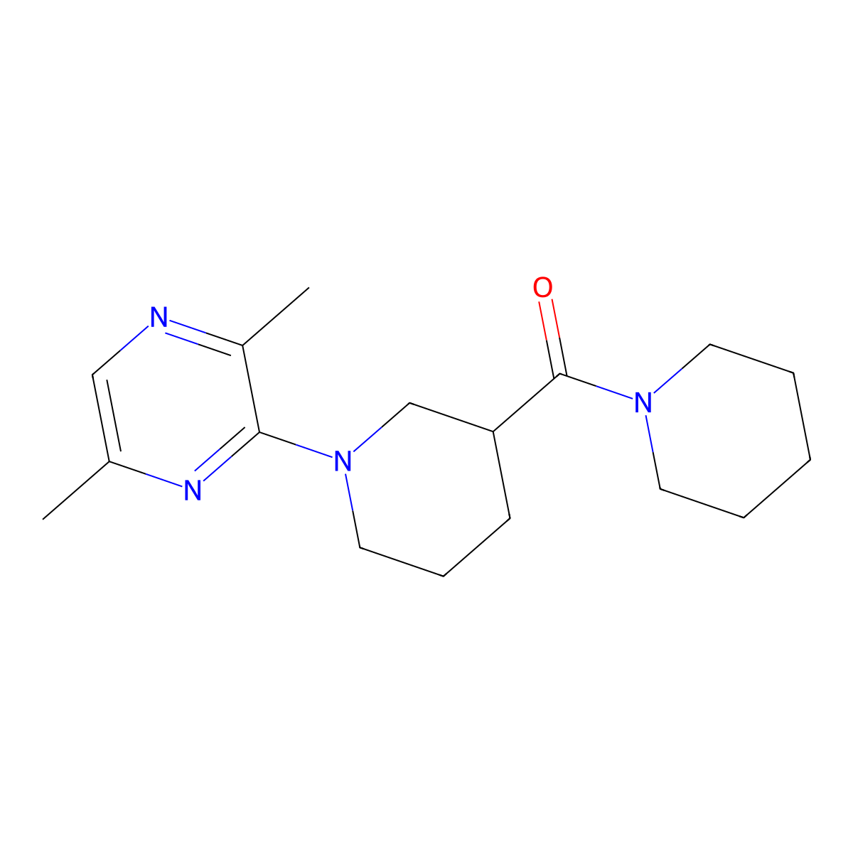 2,5-Dimethyl-3-[3-(piperidine-1-carbonyl)piperidin-1-yl]pyrazine molecular structure, CAS 2877685-76-0