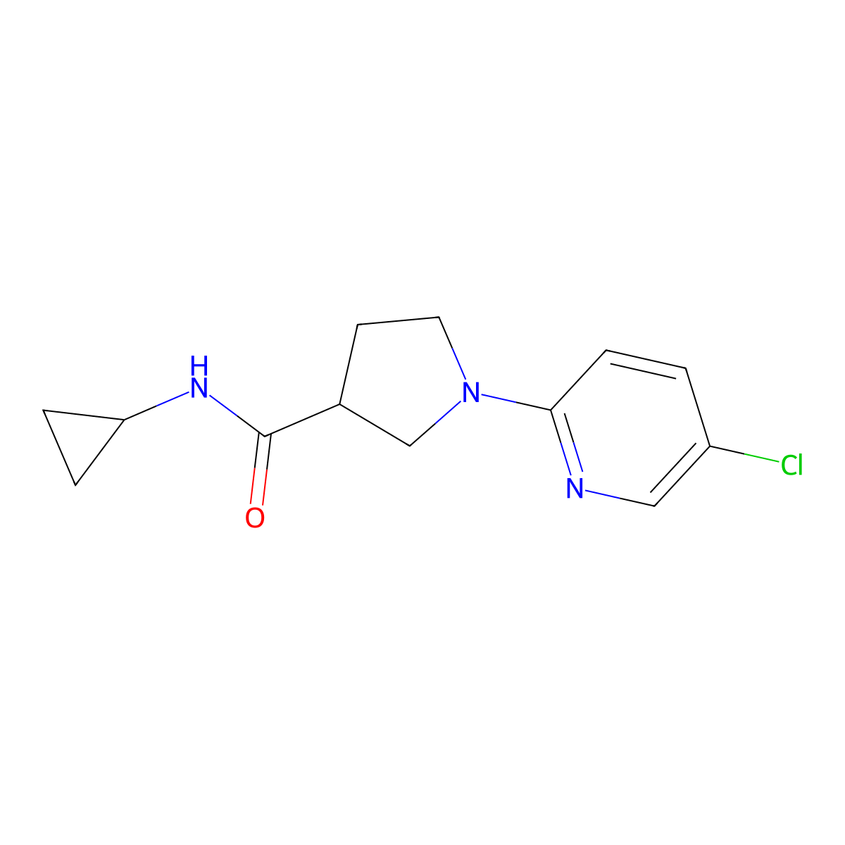 1-(5-chloropyridin-2-yl)-N-cyclopropylpyrrolidine-3-carboxamide molecular structure, CAS 2877685-94-2