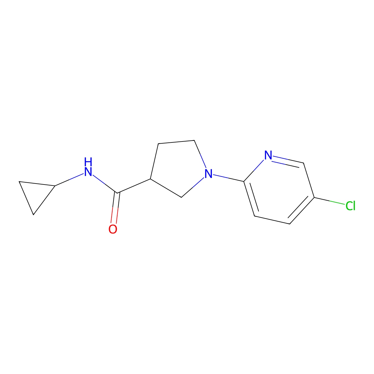 1-(5-chloropyridin-2-yl)-N-cyclopropylpyrrolidine-3-carboxamide molecular structure, CAS 2877685-94-2