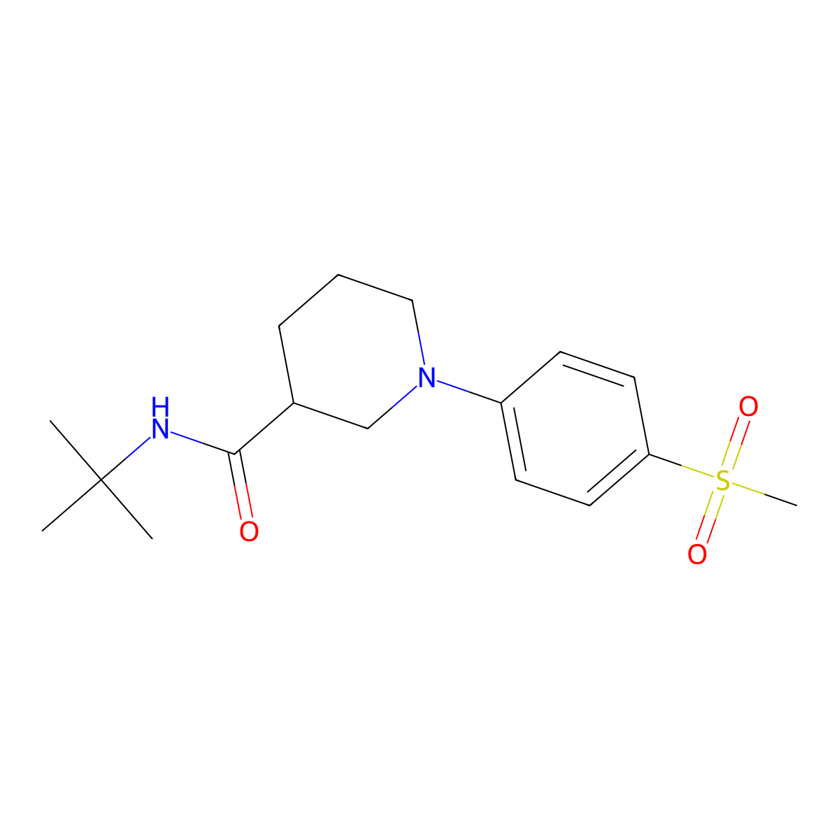 N-tert-butyl-1-(4-methanesulfonylphenyl)piperidine-3-carboxamide molecular structure, CAS 2877685-97-5