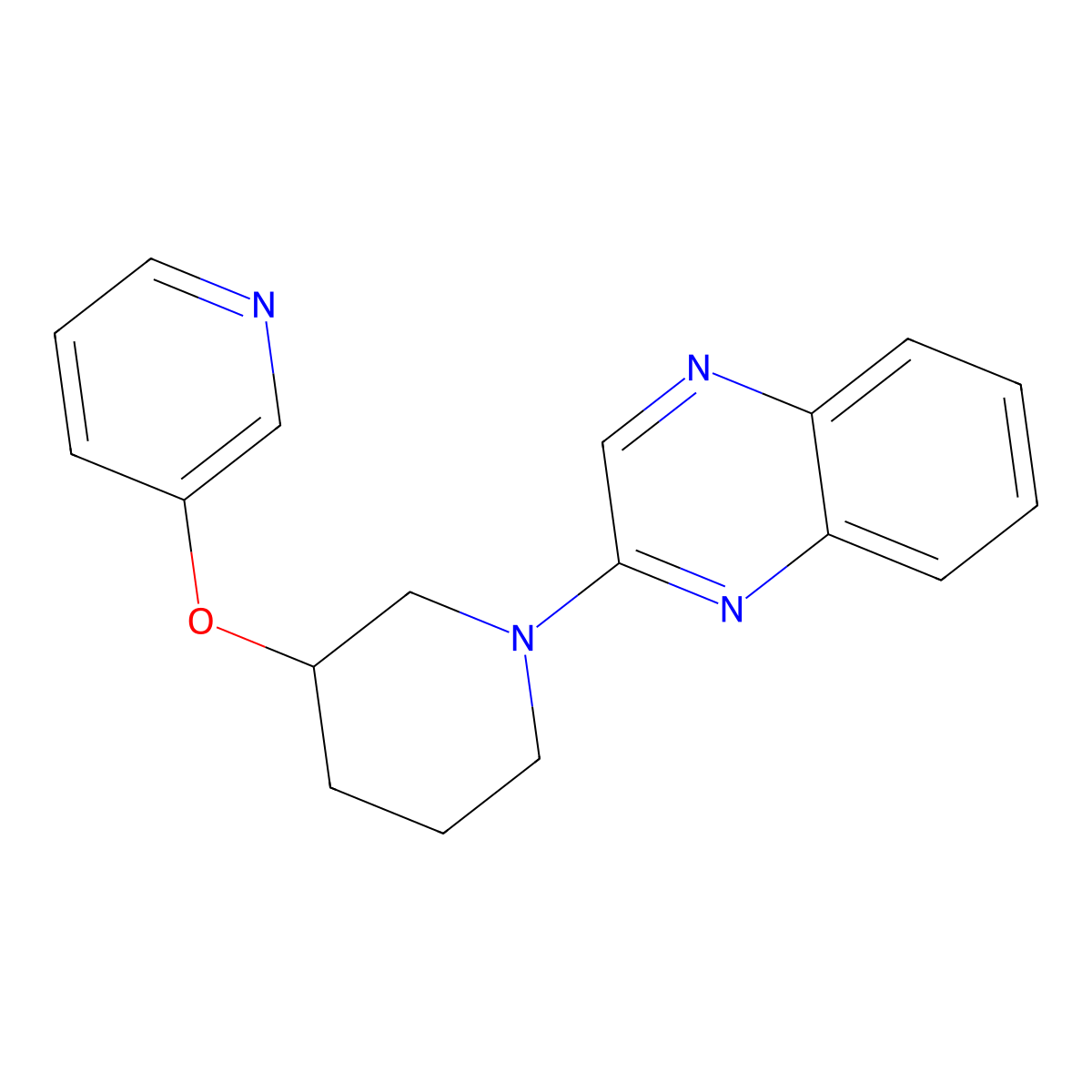 2-[3-(Pyridin-3-yloxy)piperidin-1-yl]quinoxaline molecular structure, CAS 2877686-06-9