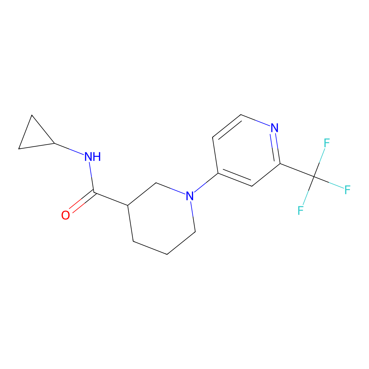N-cyclopropyl-1-[2-(trifluoromethyl)pyridin-4-yl]piperidine-3-carboxamide molecular structure, CAS 2877686-08-1