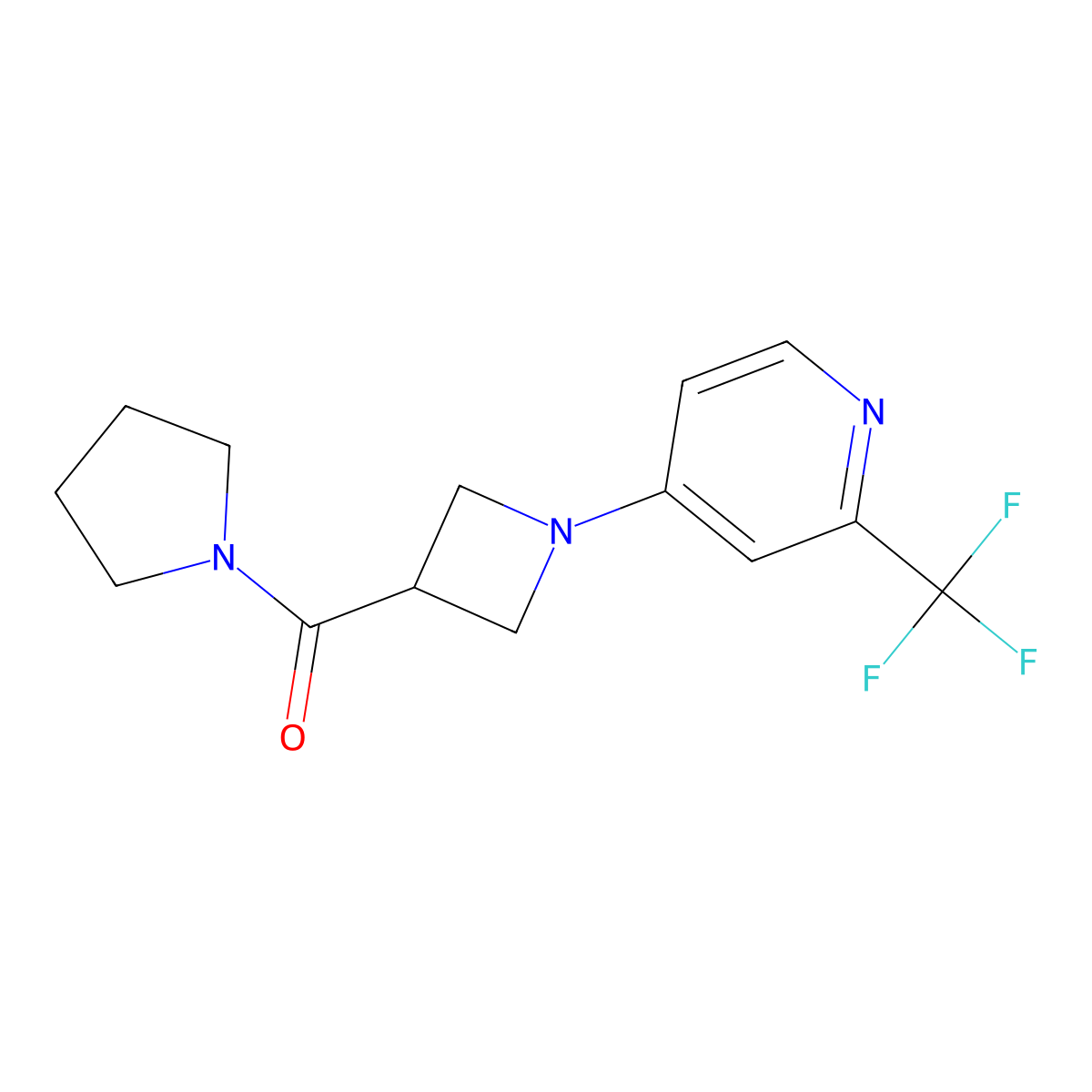 4-[3-(Pyrrolidine-1-carbonyl)azetidin-1-yl]-2-(trifluoromethyl)pyridine molecular structure, CAS 2877686-09-2