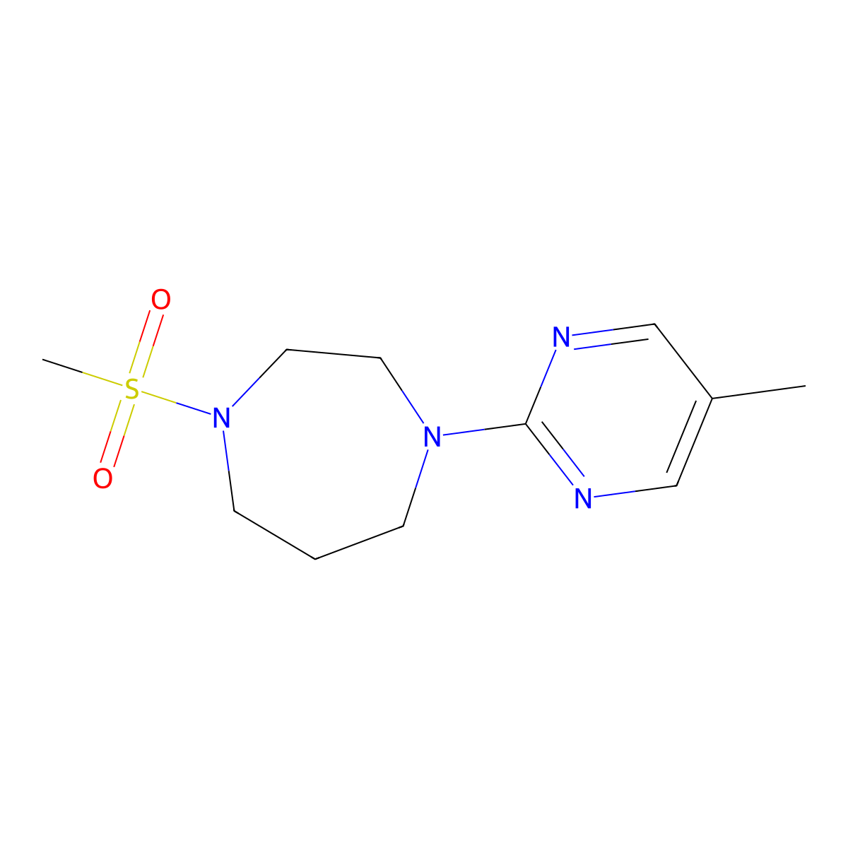 1-Methanesulfonyl-4-(5-methylpyrimidin-2-yl)-1,4-diazepane molecular structure, CAS 2877686-10-5