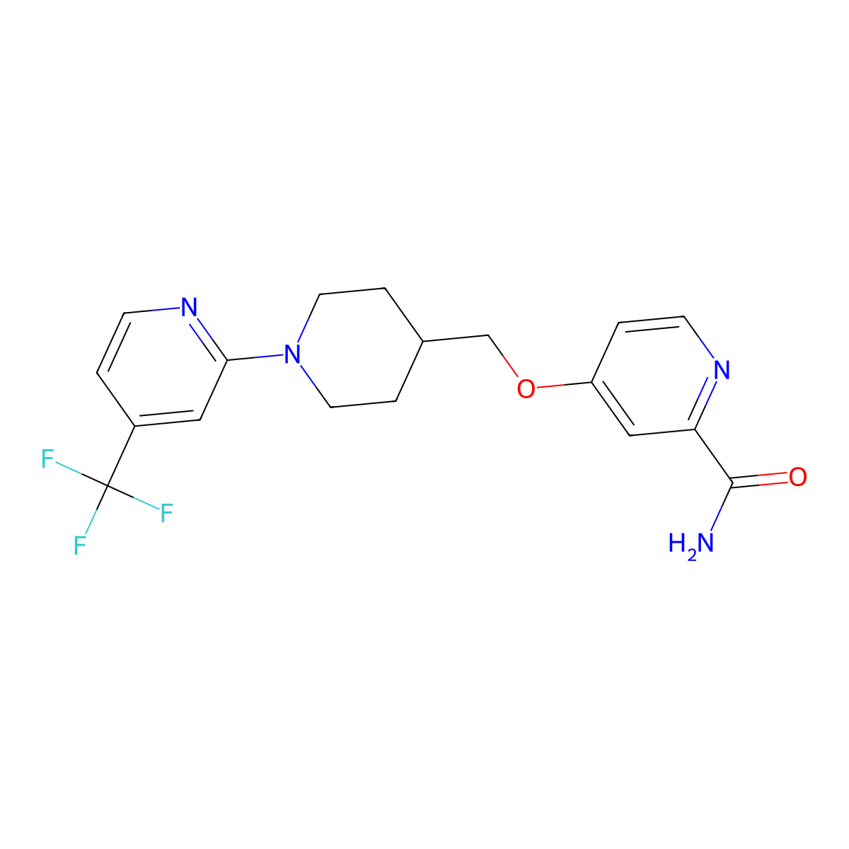 4-({1-[4-(Trifluoromethyl)pyridin-2-yl]piperidin-4-yl}methoxy)pyridine-2-carboxamide molecular structure, CAS 2877686-14-9