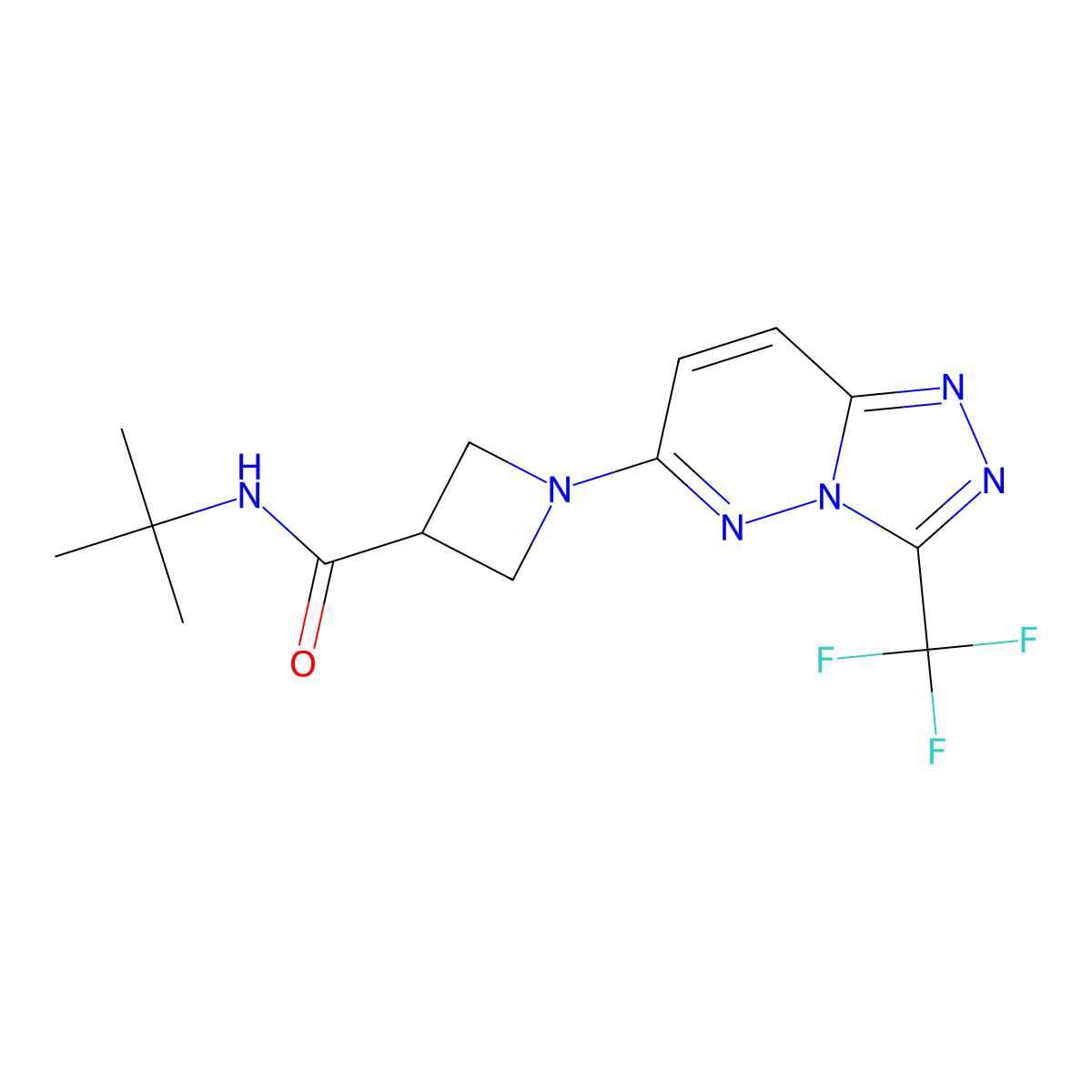 N-tert-butyl-1-[3-(trifluoromethyl)-[1,2,4]triazolo[4,3-b]pyridazin-6-yl]azetidine-3-carboxamide molecular structure, CAS 2877686-15-0