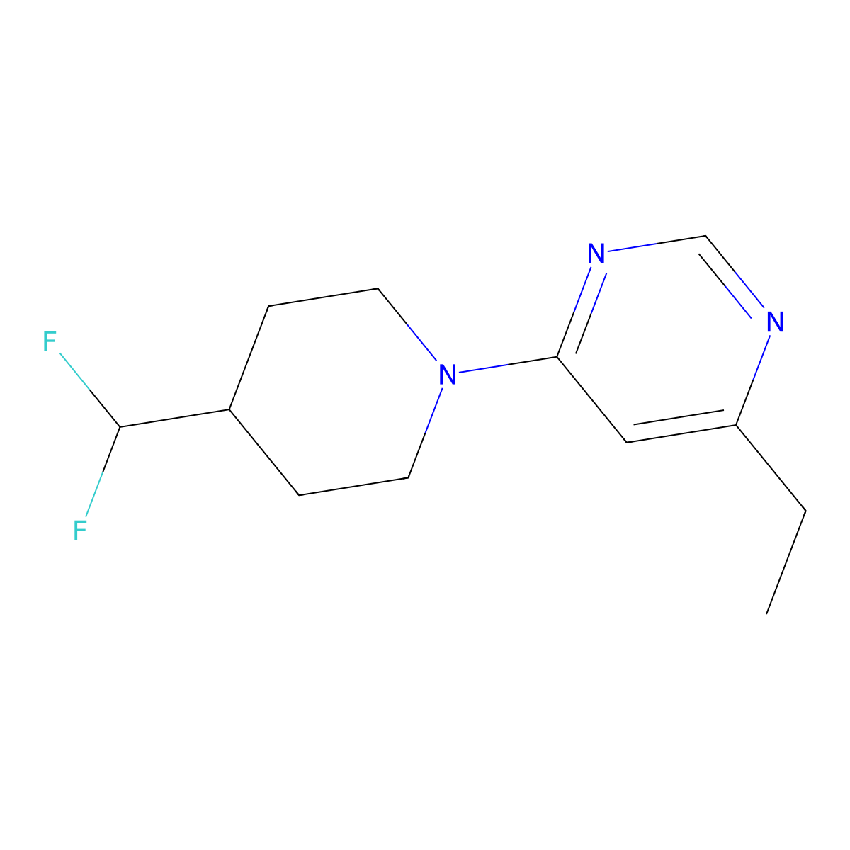 4-[4-(Difluoromethyl)piperidin-1-yl]-6-ethylpyrimidine molecular structure, CAS 2877686-18-3