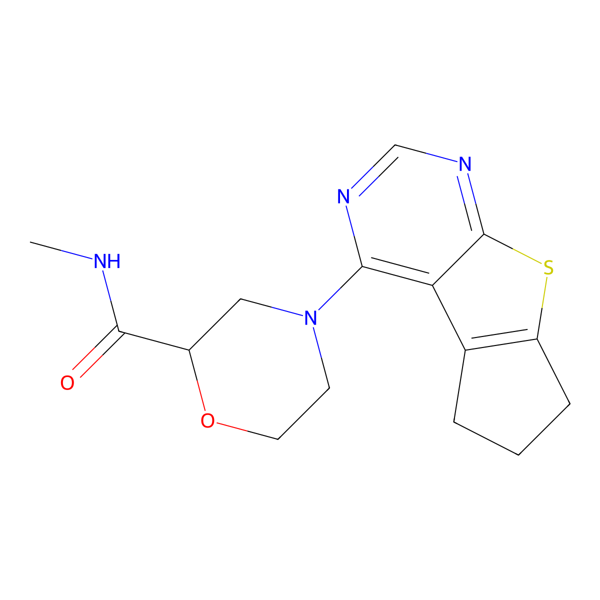 N-methyl-4-{7-thia-9,11-diazatricyclo[6.4.0.0^{2,6}]dodeca-1(8),2(6),9,11-tetraen-12-yl}morpholine-2-carboxamide molecular structure, CAS 2877686-19-4