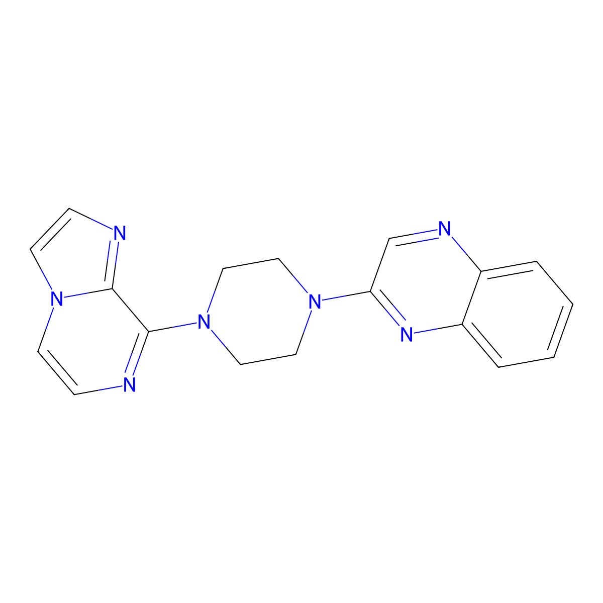 2-(4-{Imidazo[1,2-a]pyrazin-8-yl}piperazin-1-yl)quinoxaline molecular structure, CAS 2877686-20-7