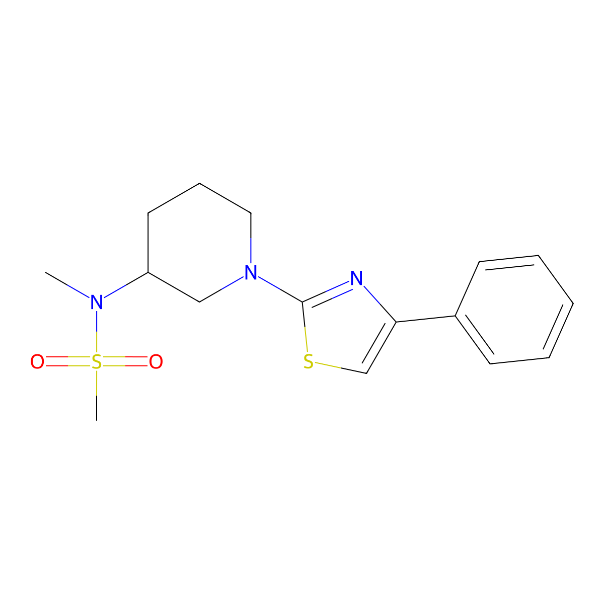 N-methyl-N-[1-(4-phenyl-1,3-thiazol-2-yl)piperidin-3-yl]methanesulfonamide molecular structure, CAS 2877686-25-2