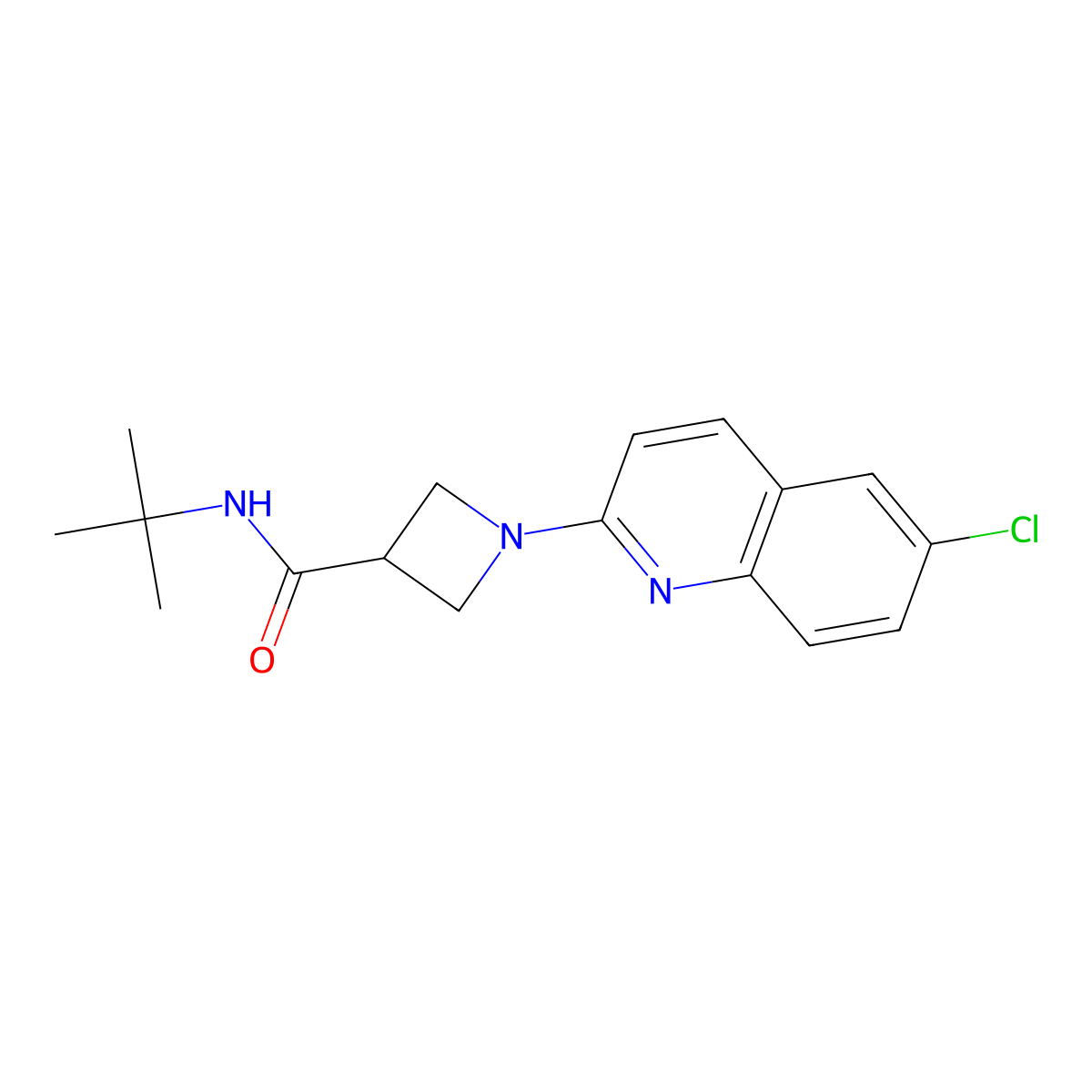 N-tert-butyl-1-(6-chloroquinolin-2-yl)azetidine-3-carboxamide molecular structure, CAS 2877686-29-6