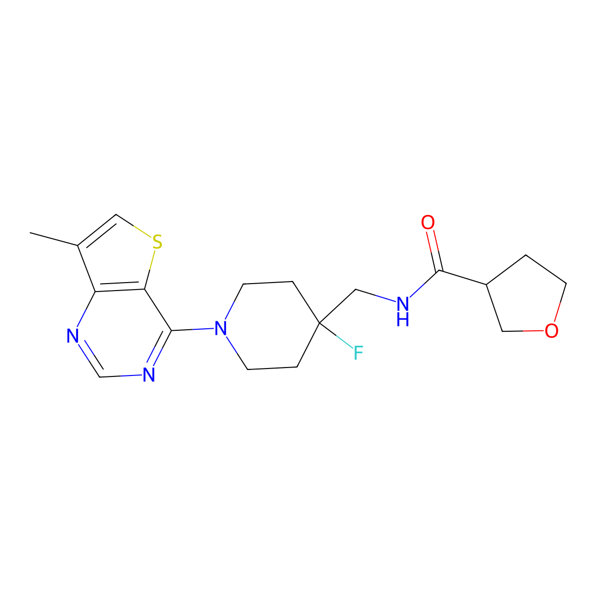 N-[(4-fluoro-1-{7-methylthieno[3,2-d]pyrimidin-4-yl}piperidin-4-yl)methyl]oxolane-3-carboxamide molecular structure, CAS 2877686-31-0