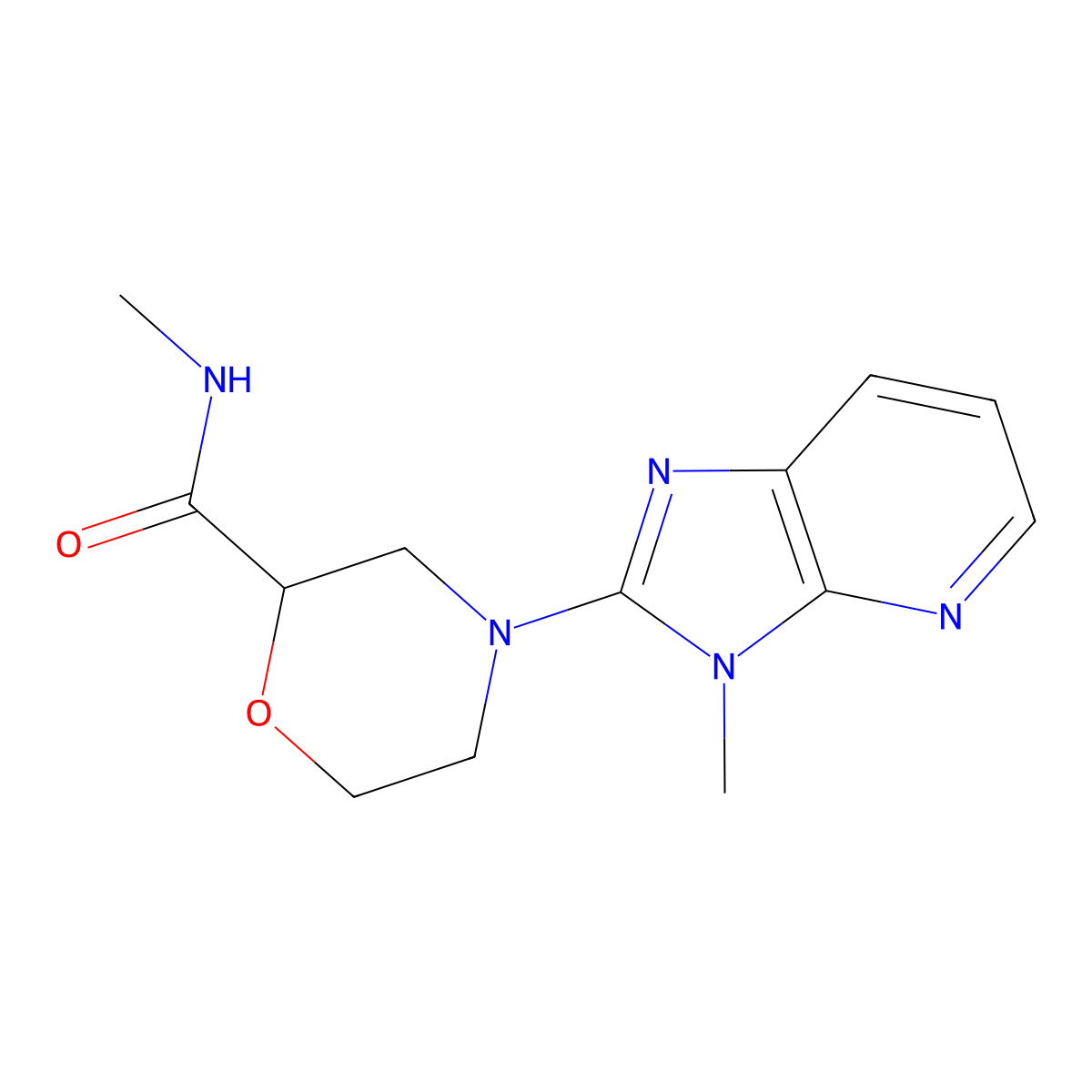 N-methyl-4-{3-methyl-3H-imidazo[4,5-b]pyridin-2-yl}morpholine-2-carboxamide molecular structure, CAS 2877686-35-4