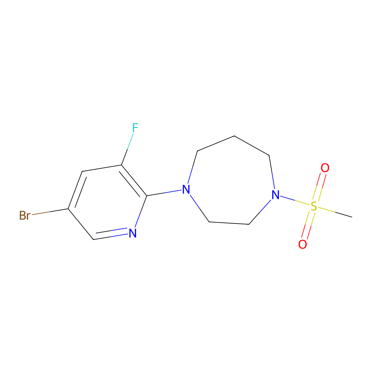 1-(5-Bromo-3-fluoropyridin-2-yl)-4-methanesulfonyl-1,4-diazepane molecular structure, CAS 2877686-37-6