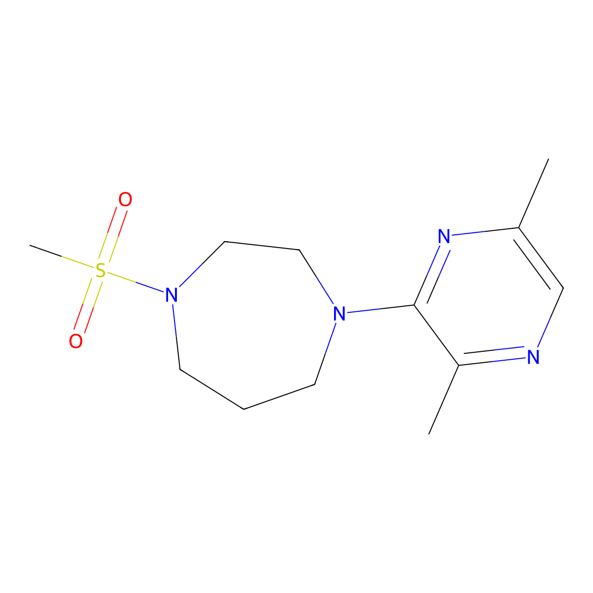 1-(3,6-Dimethylpyrazin-2-yl)-4-methanesulfonyl-1,4-diazepane molecular structure, CAS 2877686-46-7