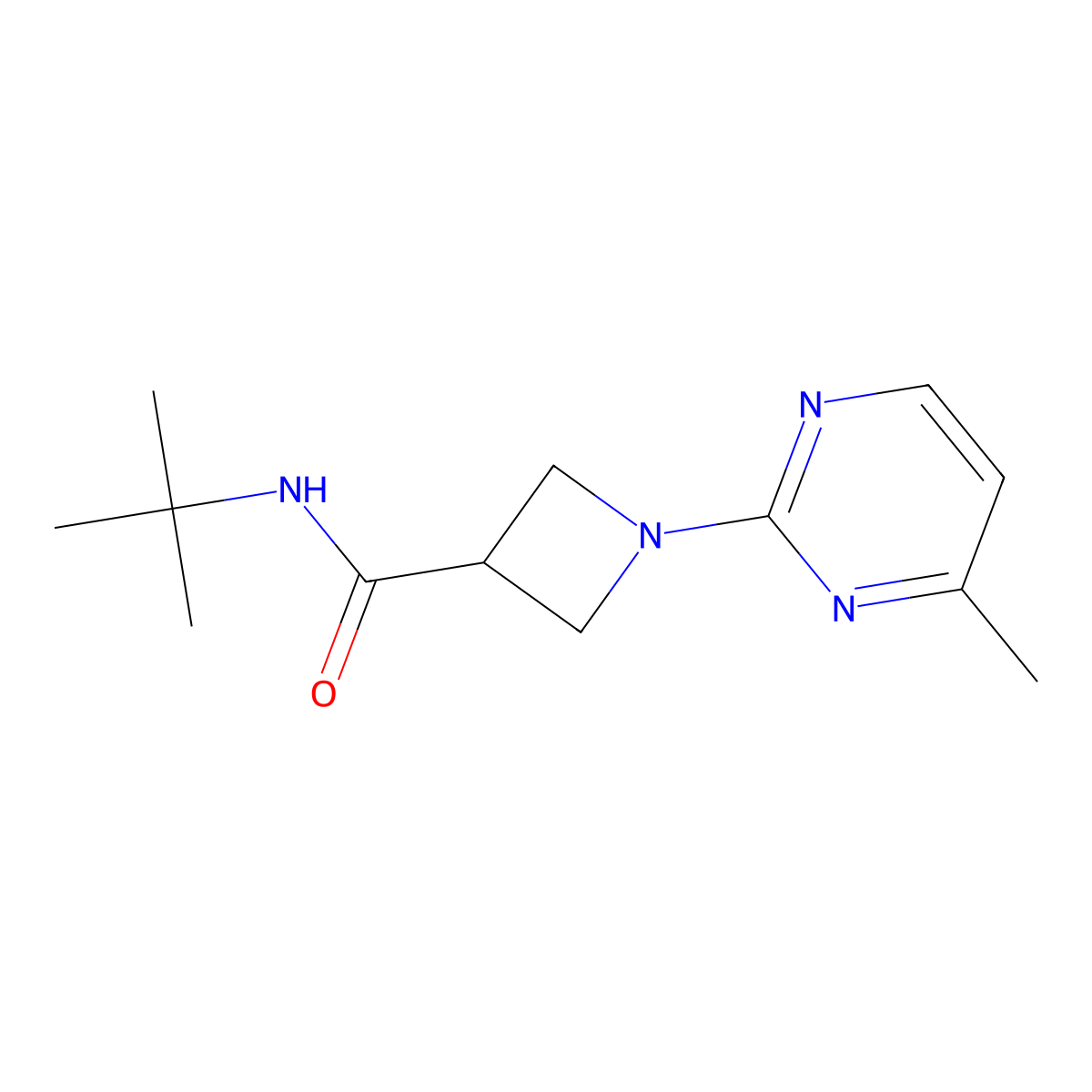 N-tert-butyl-1-(4-methylpyrimidin-2-yl)azetidine-3-carboxamide molecular structure, CAS 2877686-47-8