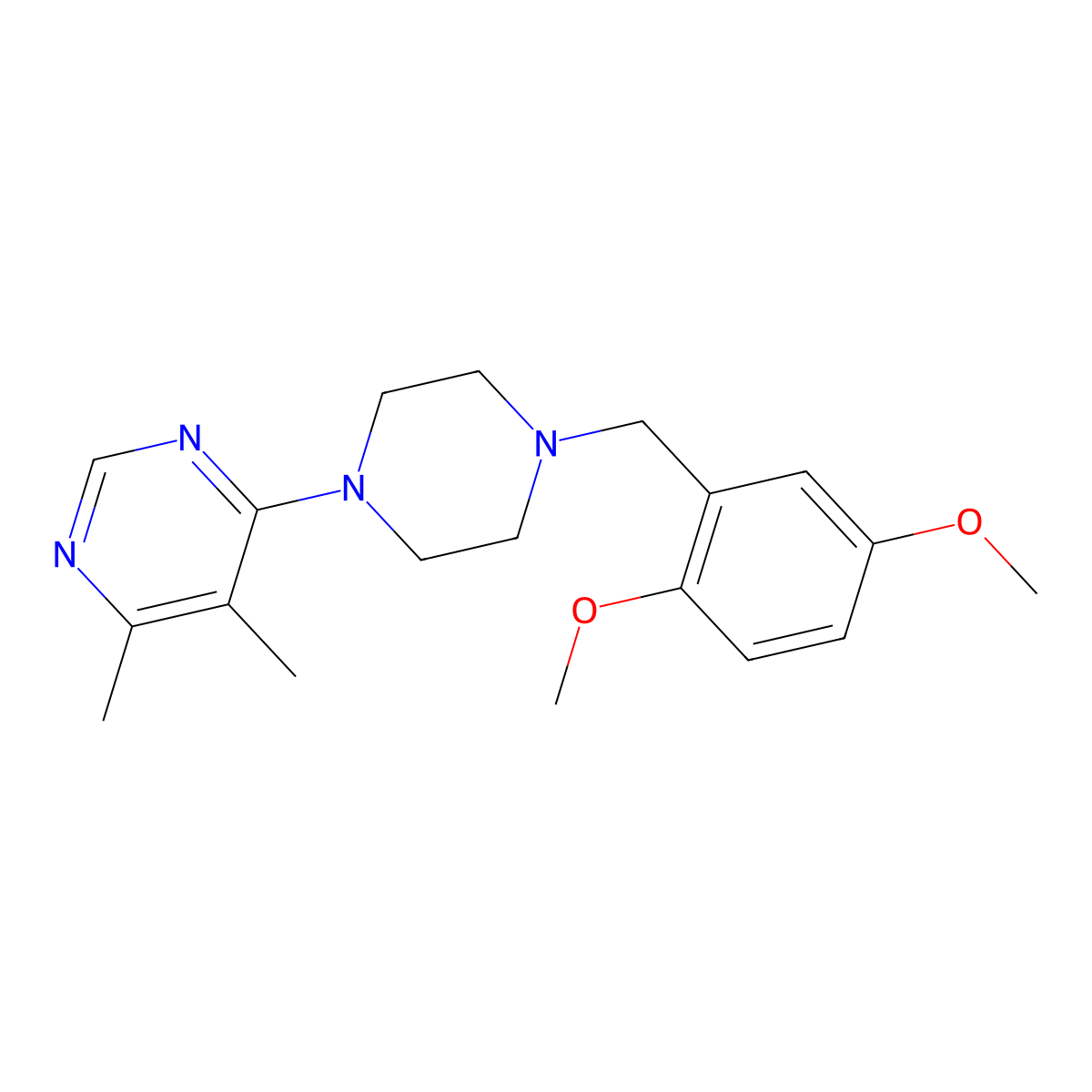 4-{4-[(2,5-Dimethoxyphenyl)methyl]piperazin-1-yl}-5,6-dimethylpyrimidine molecular structure, CAS 2877686-52-5