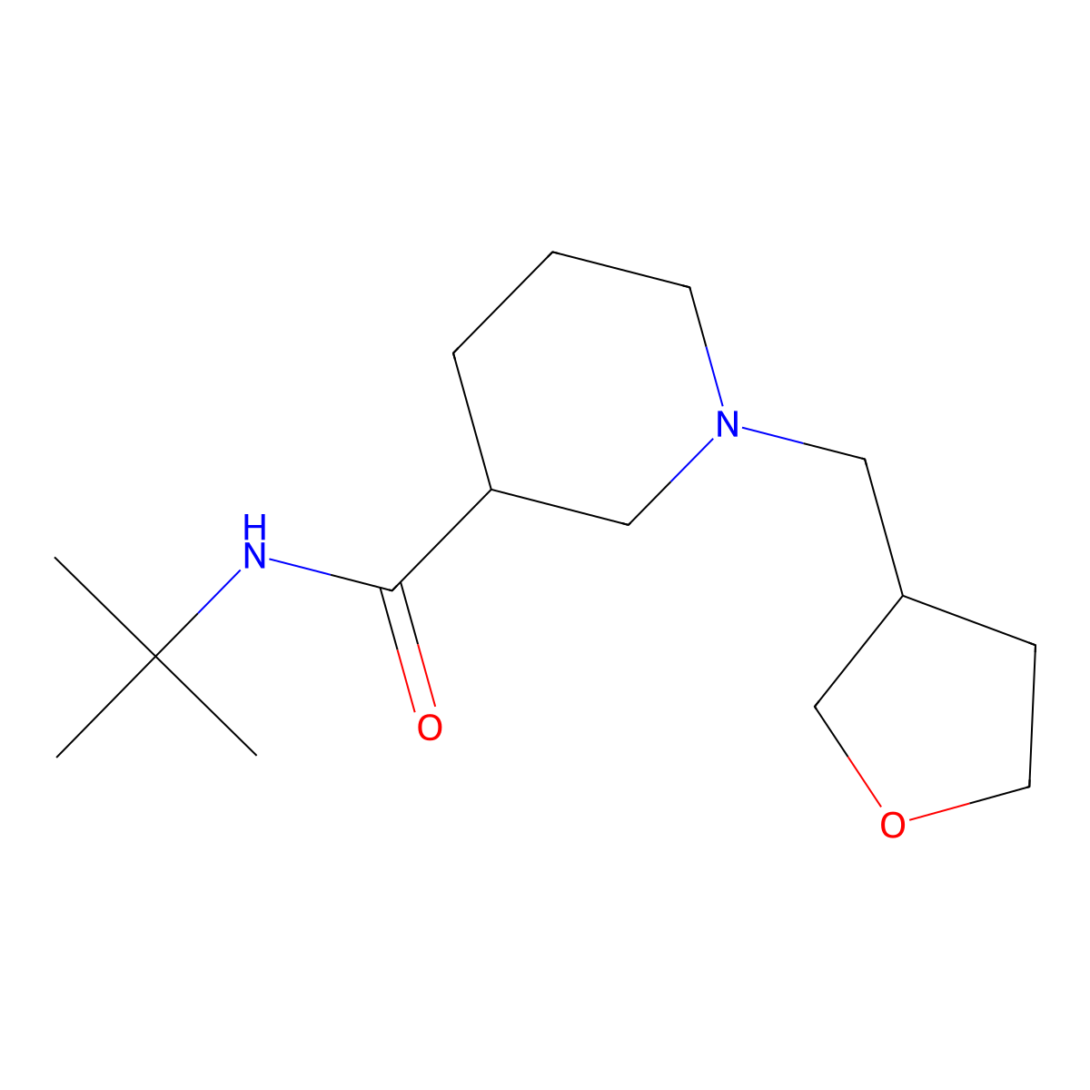 N-tert-butyl-1-[(oxolan-3-yl)methyl]piperidine-3-carboxamide molecular structure, CAS 2877686-70-7