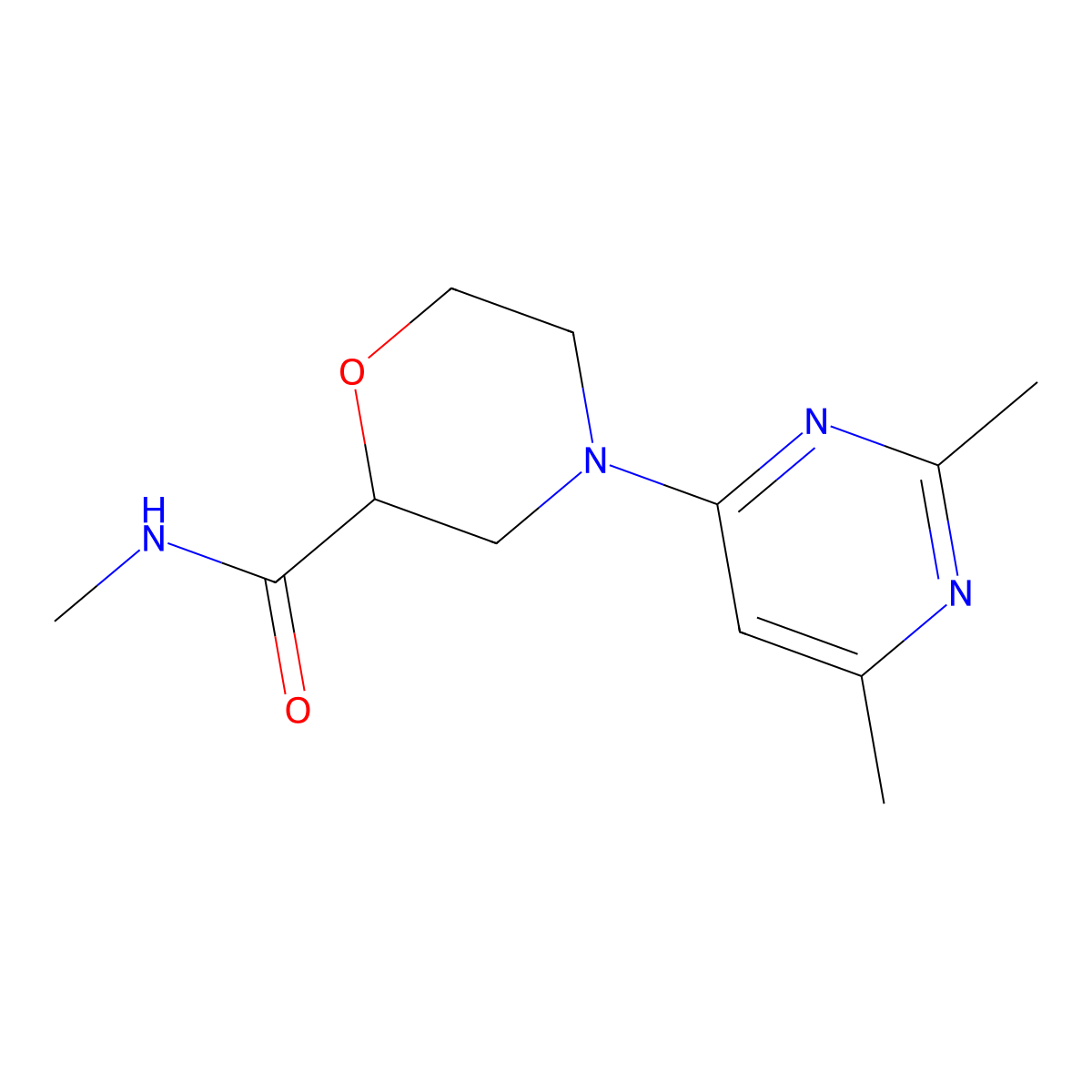 4-(2,6-dimethylpyrimidin-4-yl)-N-methylmorpholine-2-carboxamide molecular structure, CAS 2877686-71-8