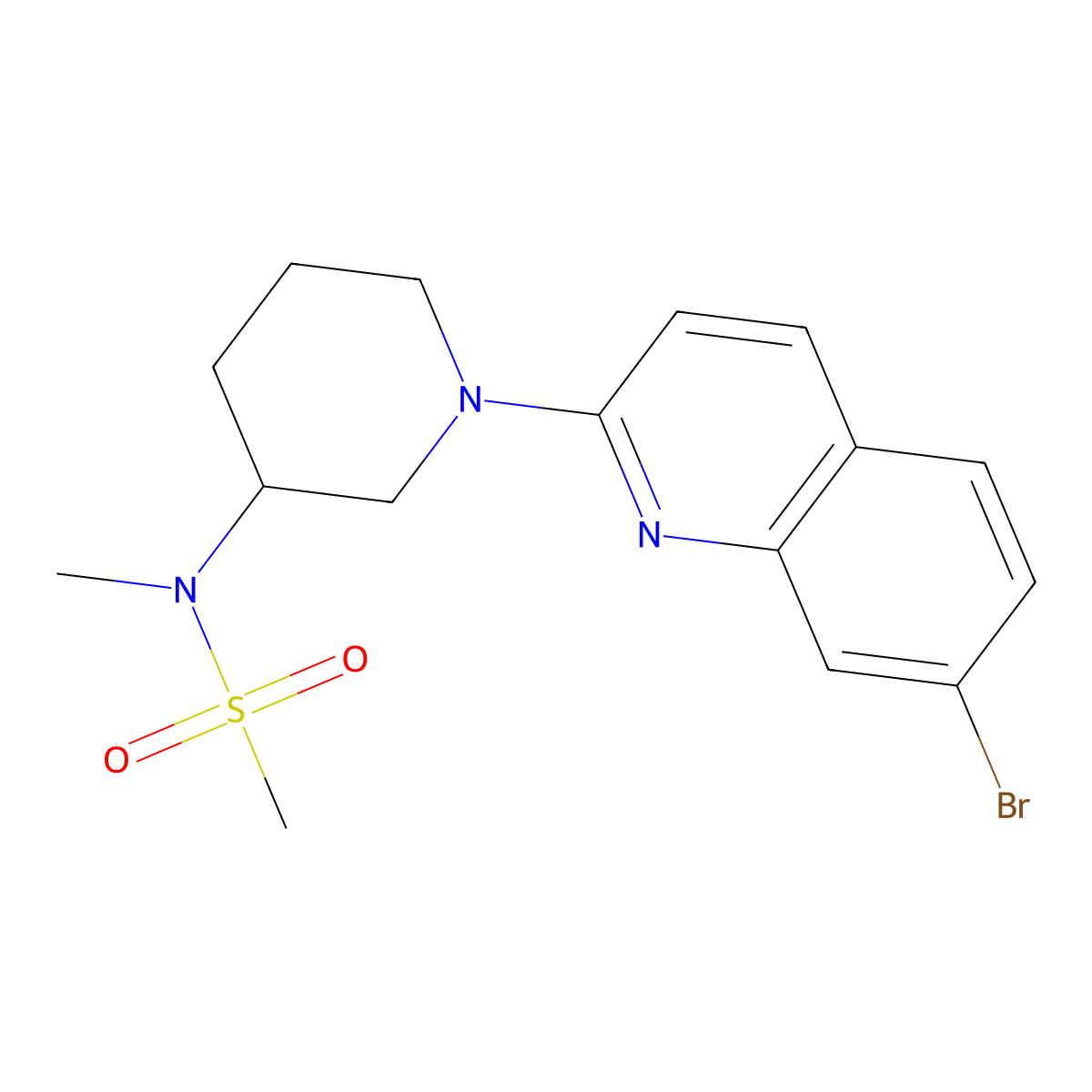 N-[1-(7-bromoquinolin-2-yl)piperidin-3-yl]-N-methylmethanesulfonamide molecular structure, CAS 2877686-72-9