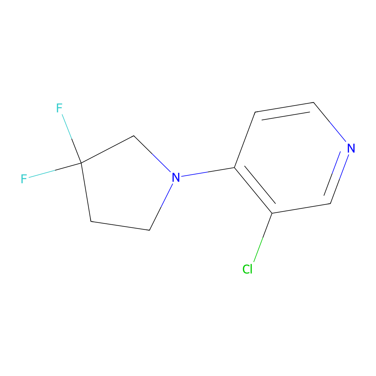 3-Chloro-4-(3,3-difluoropyrrolidin-1-yl)pyridine molecular structure, CAS 2877686-74-1