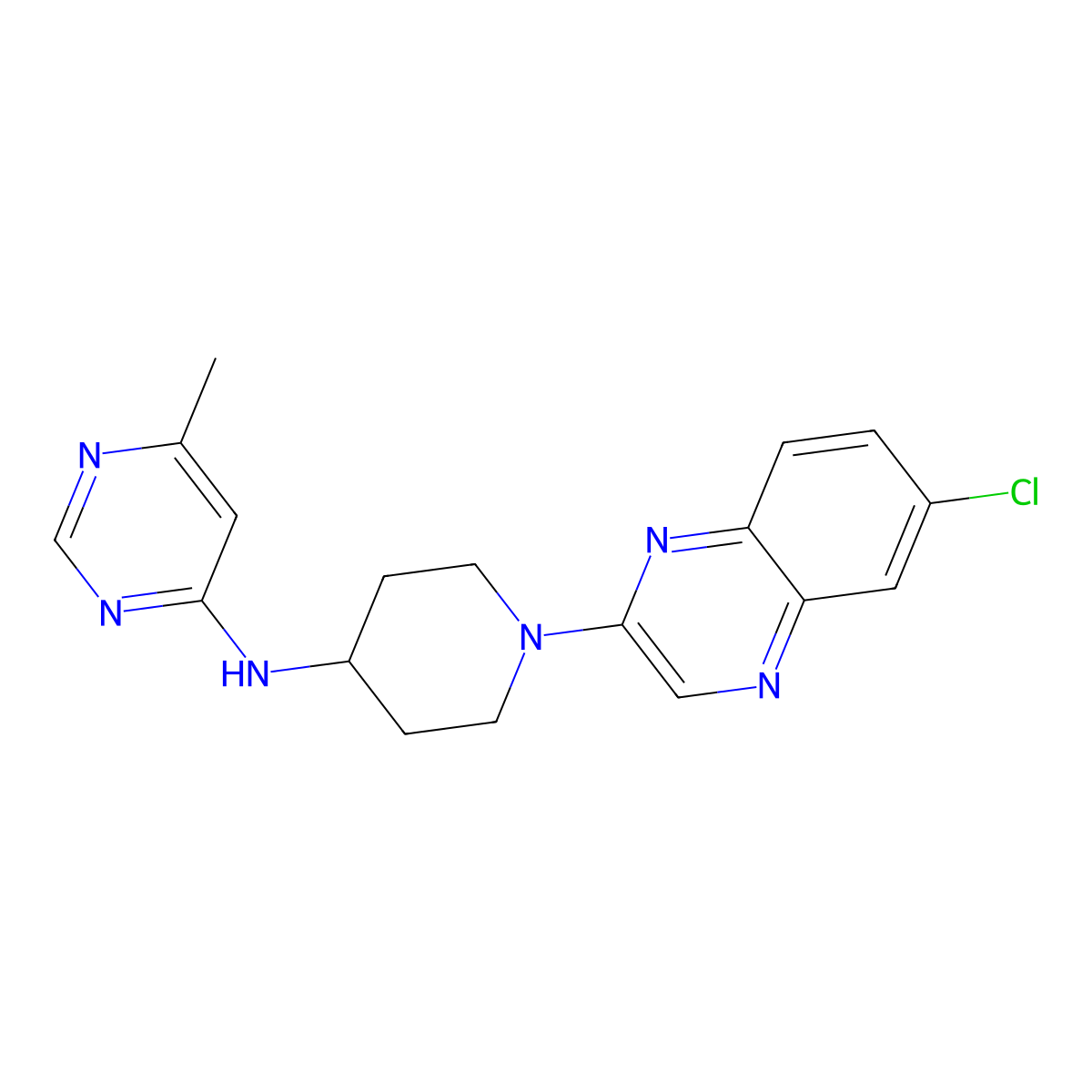 N-[1-(6-chloroquinoxalin-2-yl)piperidin-4-yl]-6-methylpyrimidin-4-amine molecular structure, CAS 2877686-83-2