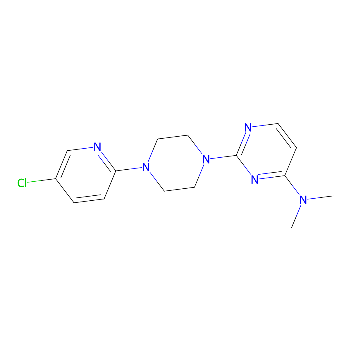 2-[4-(5-chloropyridin-2-yl)piperazin-1-yl]-N,N-dimethylpyrimidin-4-amine molecular structure, CAS 2877686-86-5